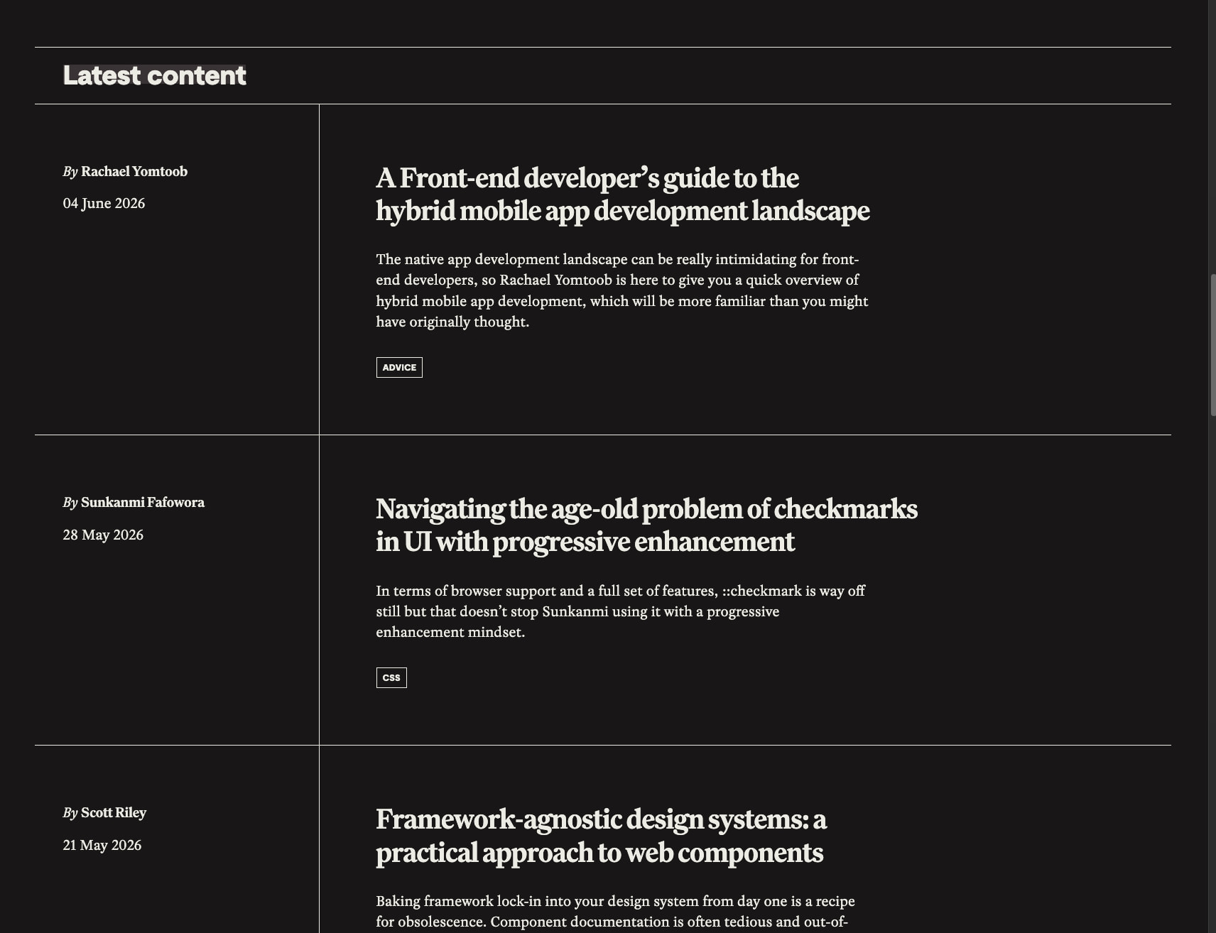 Piccalilli - level up your front-end development skills captured website design