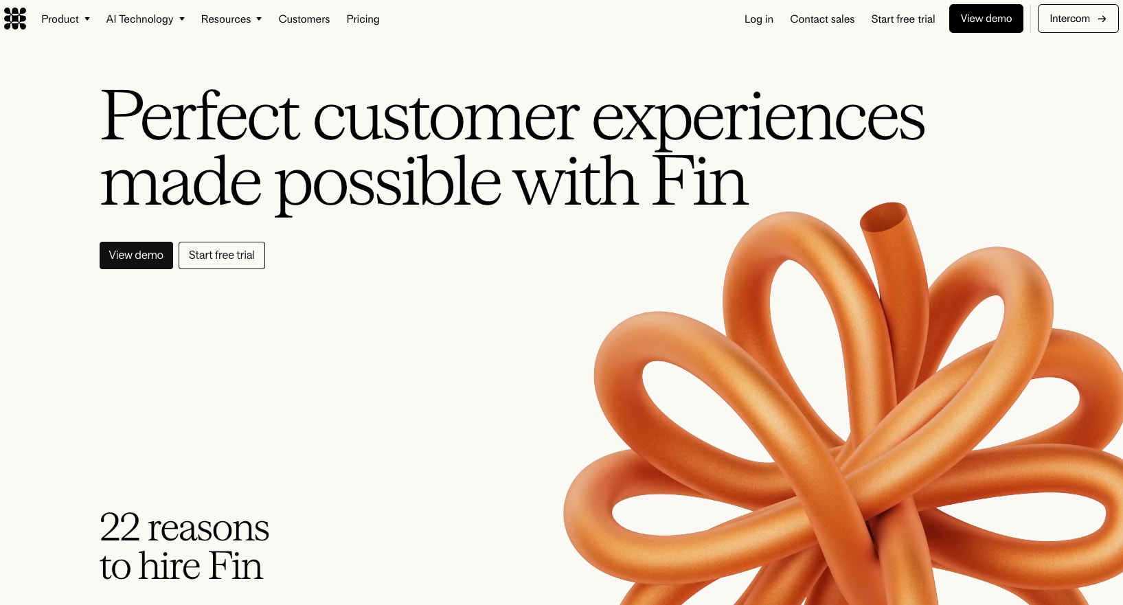 Fin. The highest performing Customer Agent captured website design