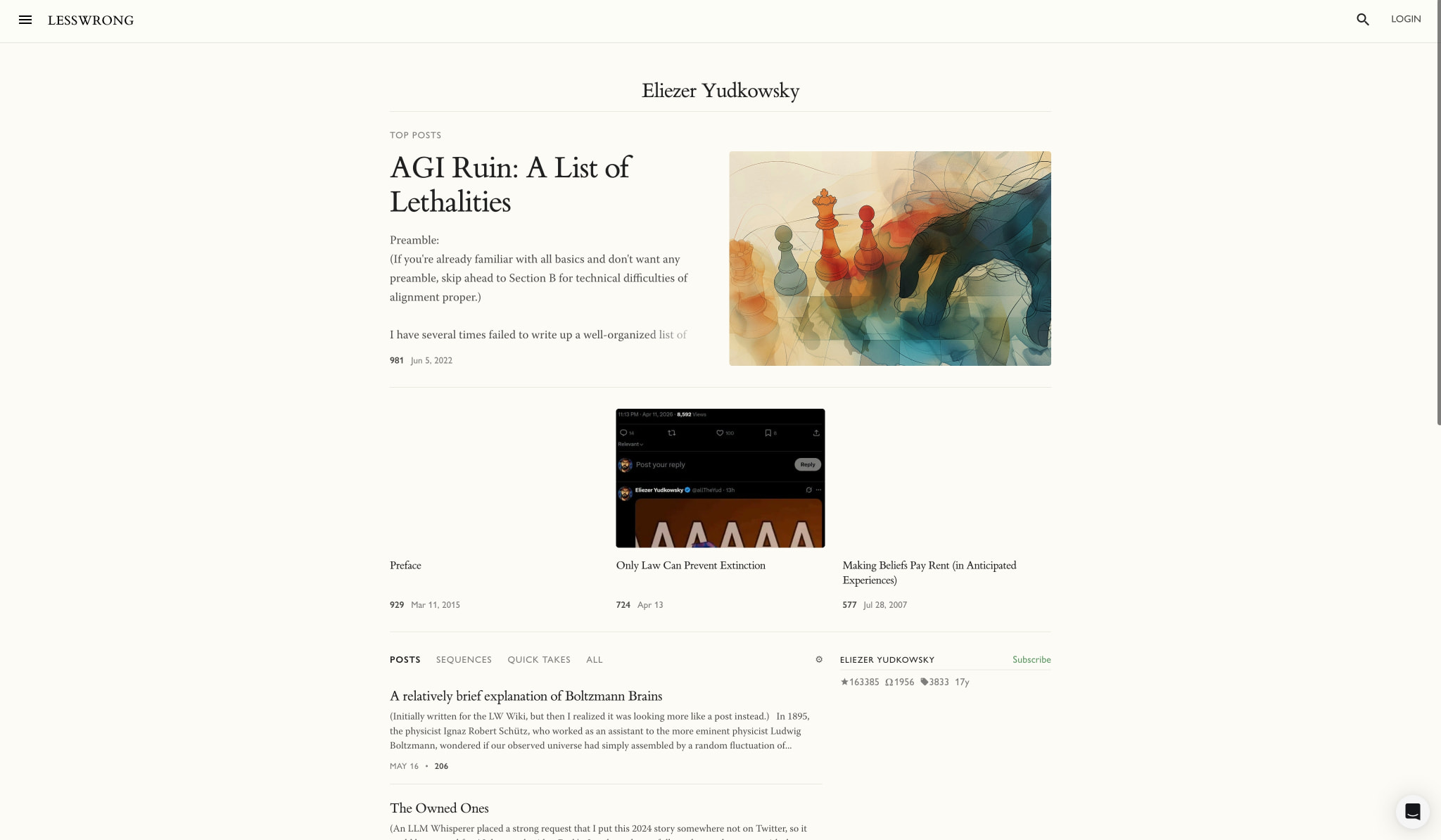 Eliezer Yudkowsky — LessWrong captured website design