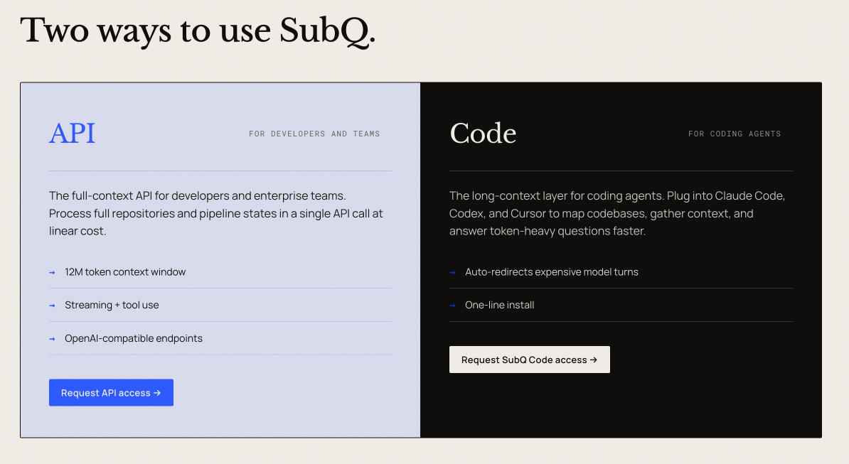 Subquadratic — Efficiency is Intelligence captured website design