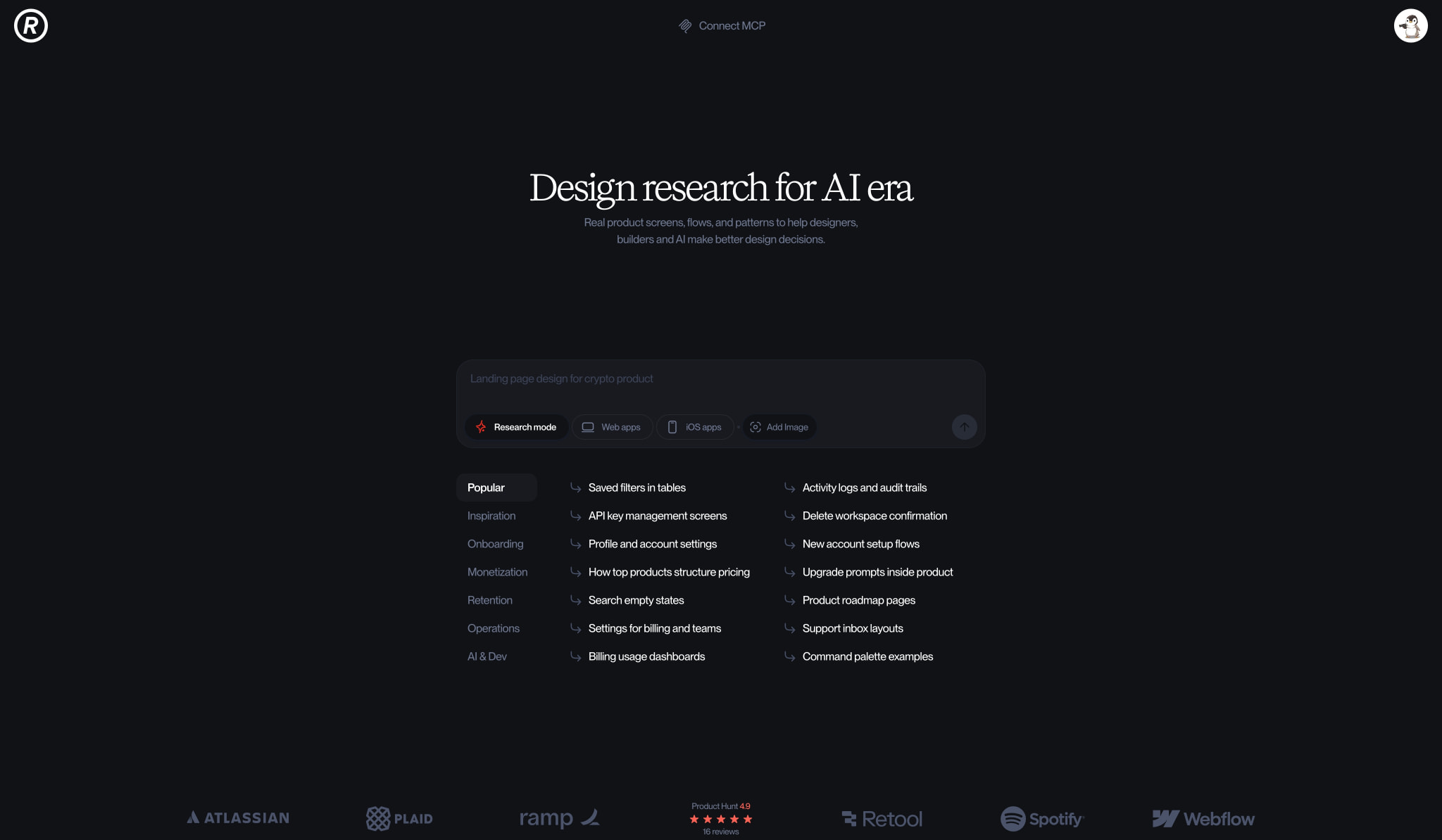 Refero captured website design