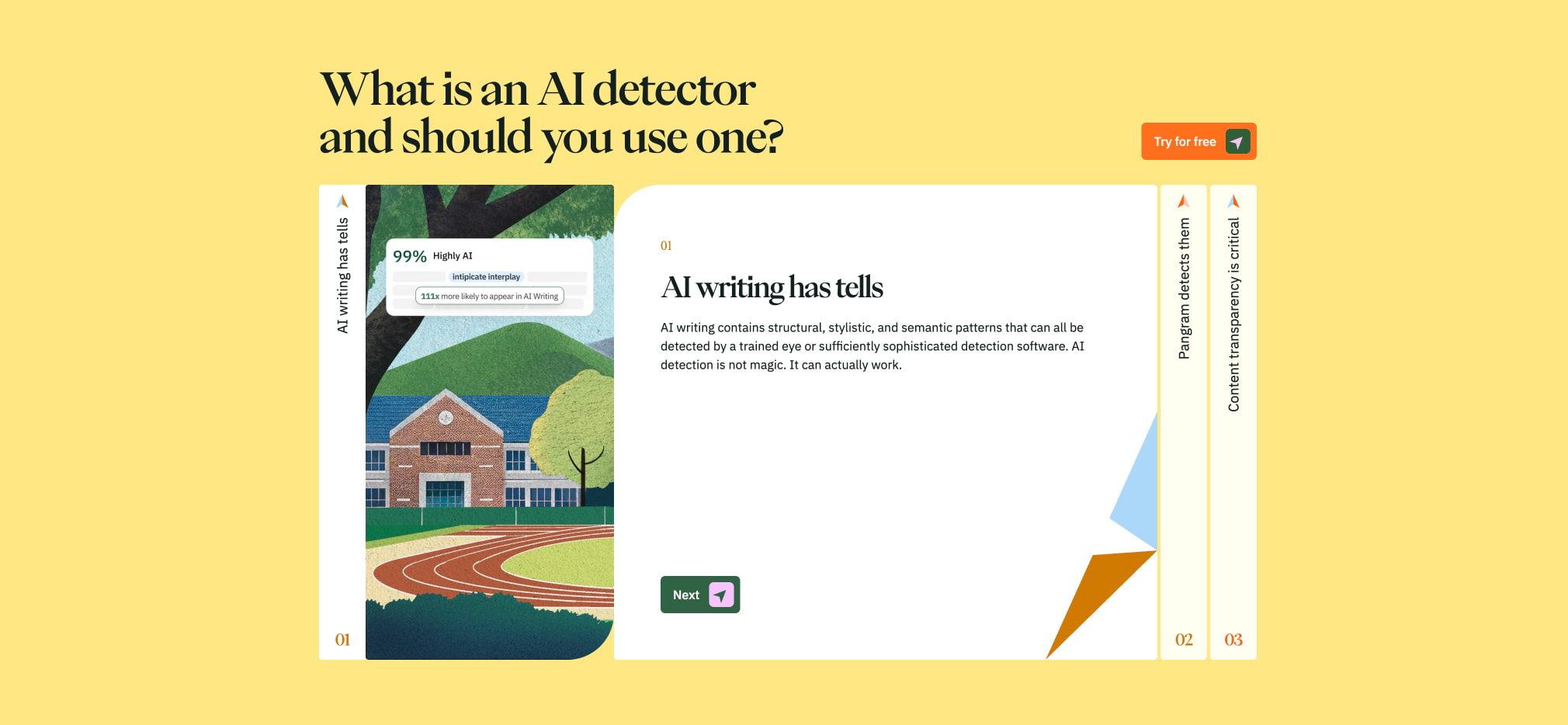 Pangram AI Detector captured website design