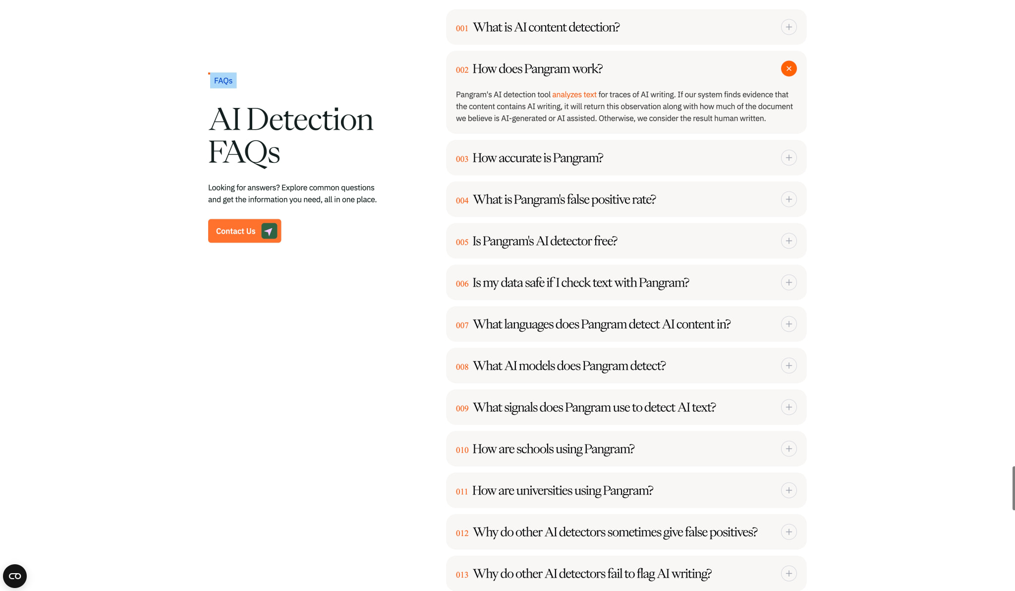 AI Detector — Verified AI Content Checker | Pangram captured website design