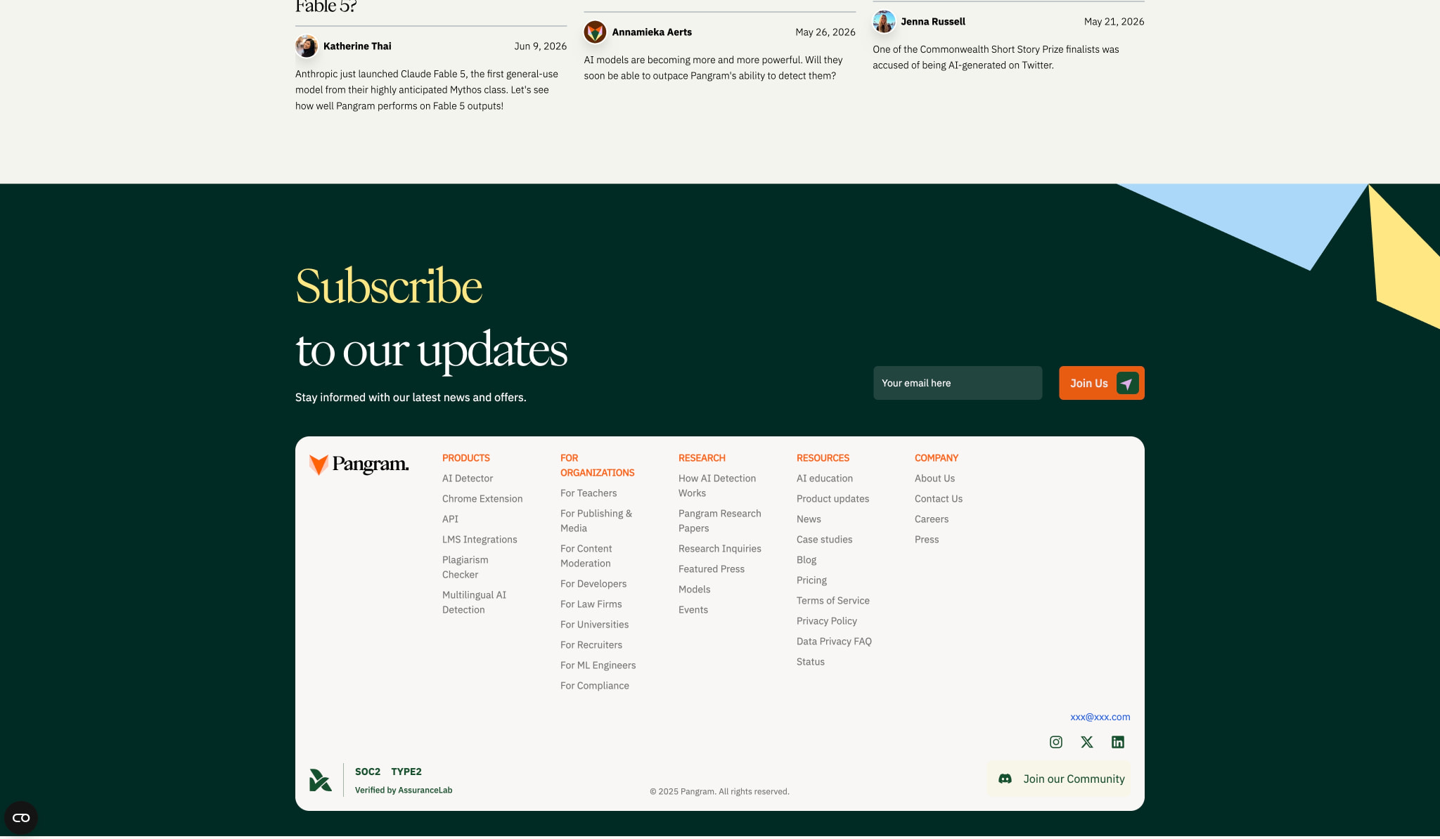 AI Detector — Verified AI Content Checker | Pangram captured website design