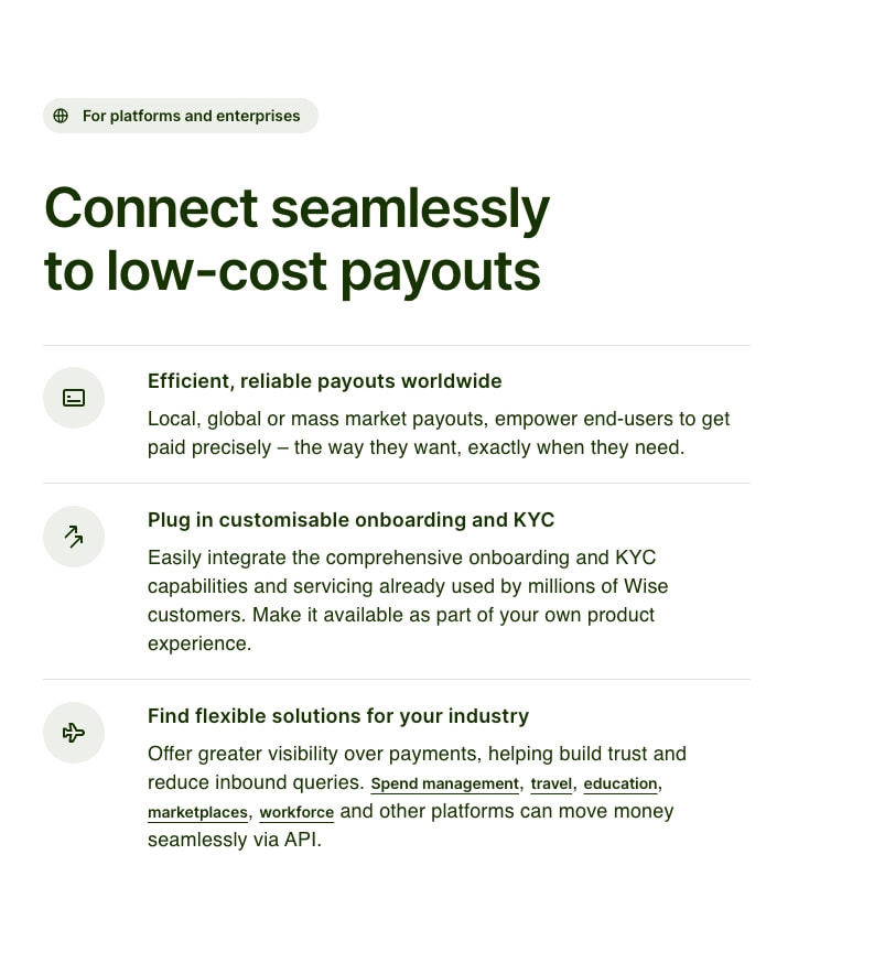 Wise Platform | Payments infrastructure to power the world’s money captured website design