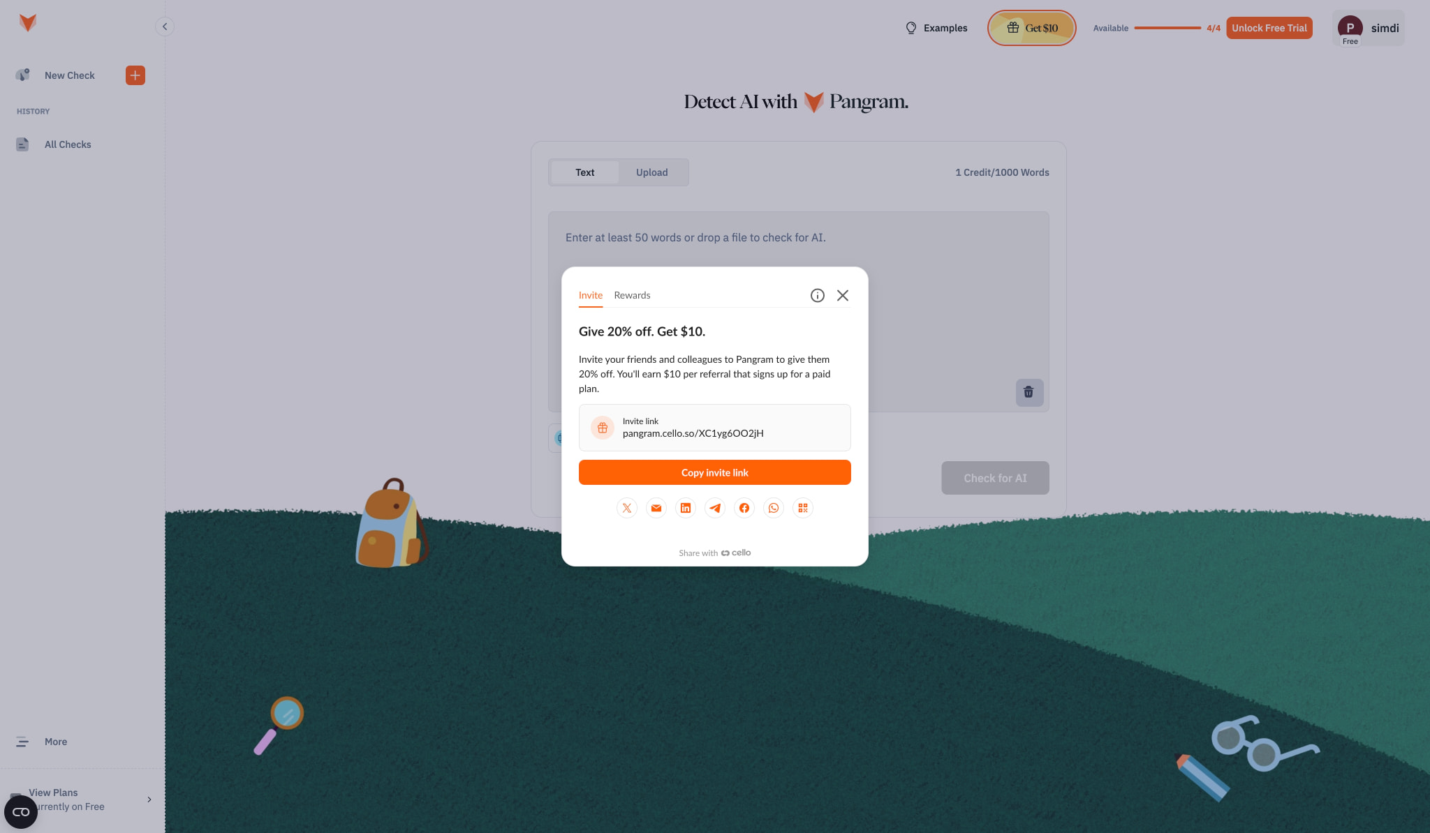 AI Detection Dashboard | Pangram Labs captured website design