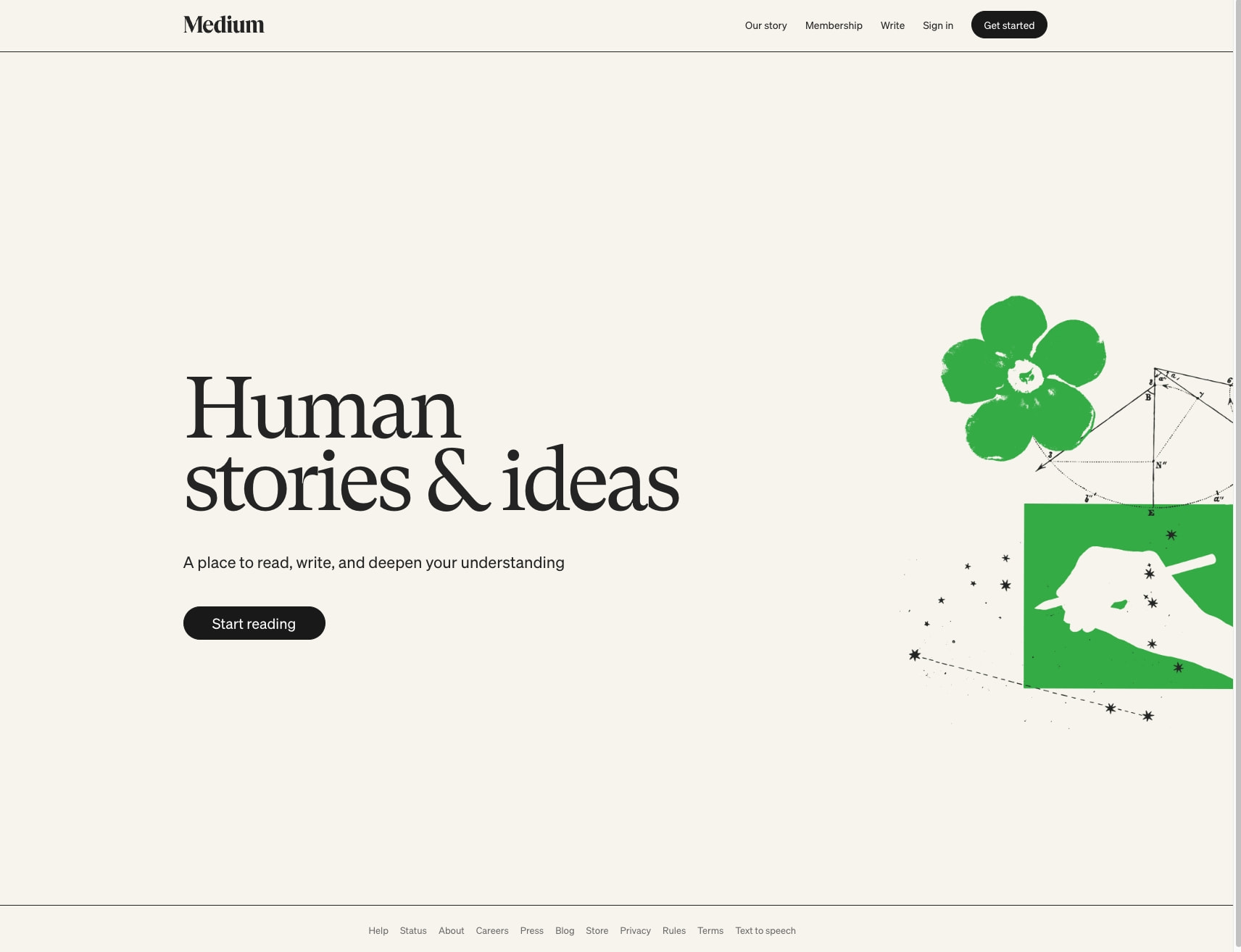 Medium: Read and write stories. captured website design