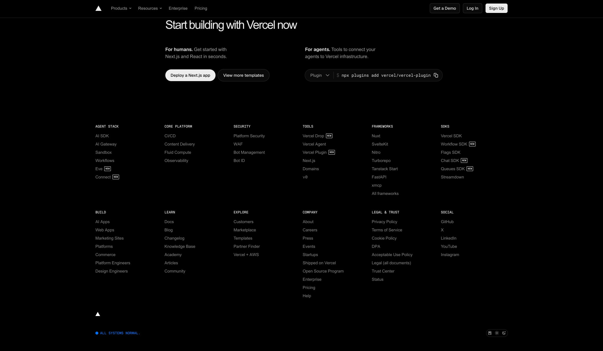 Agentic Infrastructure captured website design