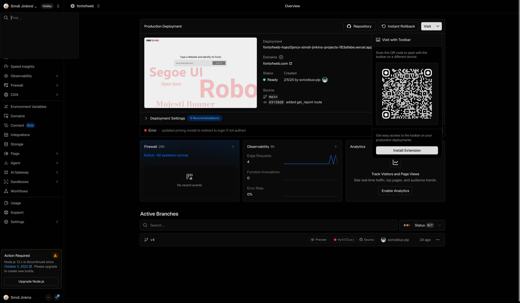 fontofweb - Overview - Vercel captured website design