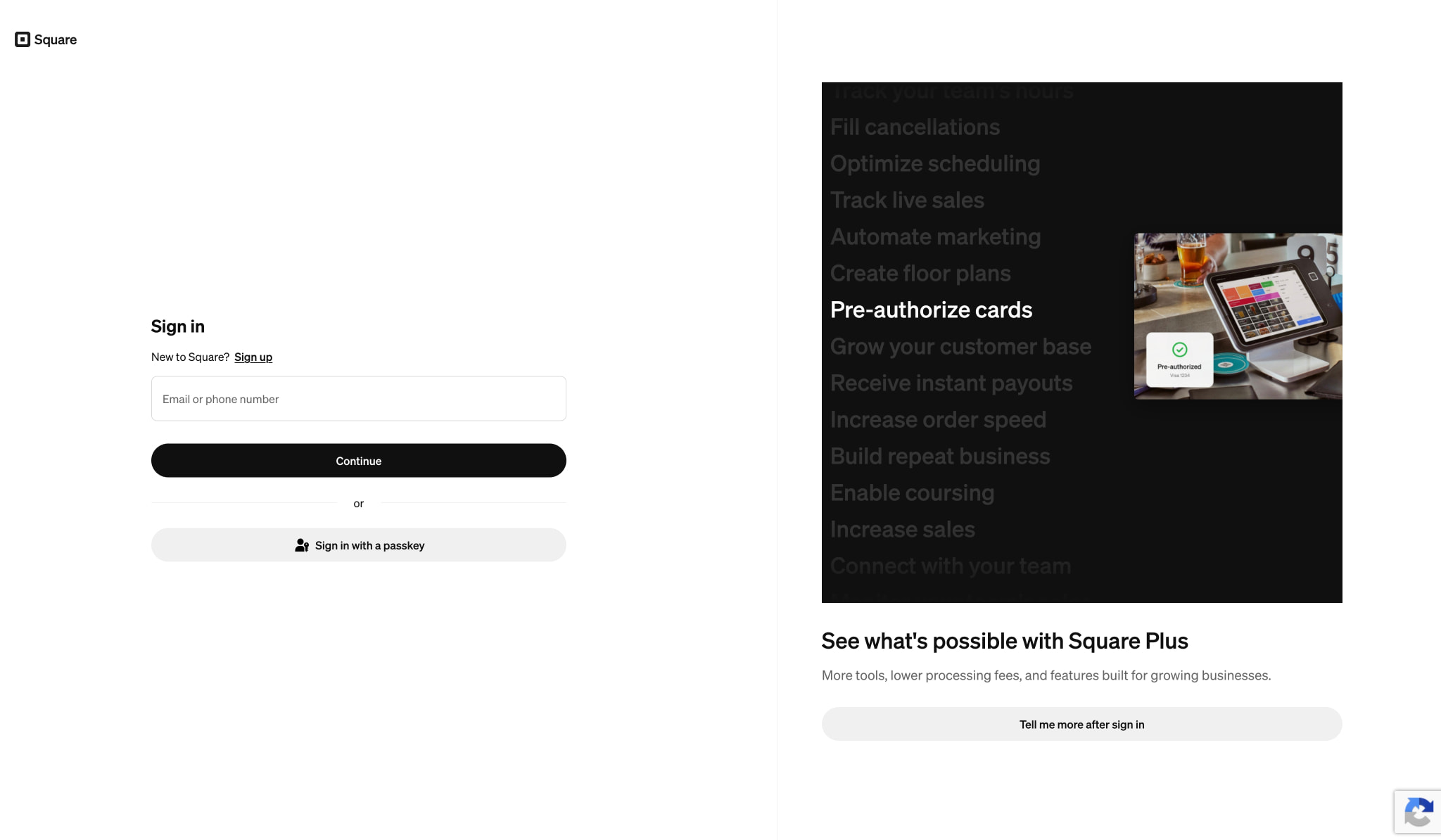 Square: Sign in to Your Dashboard & Manage your Business captured website design