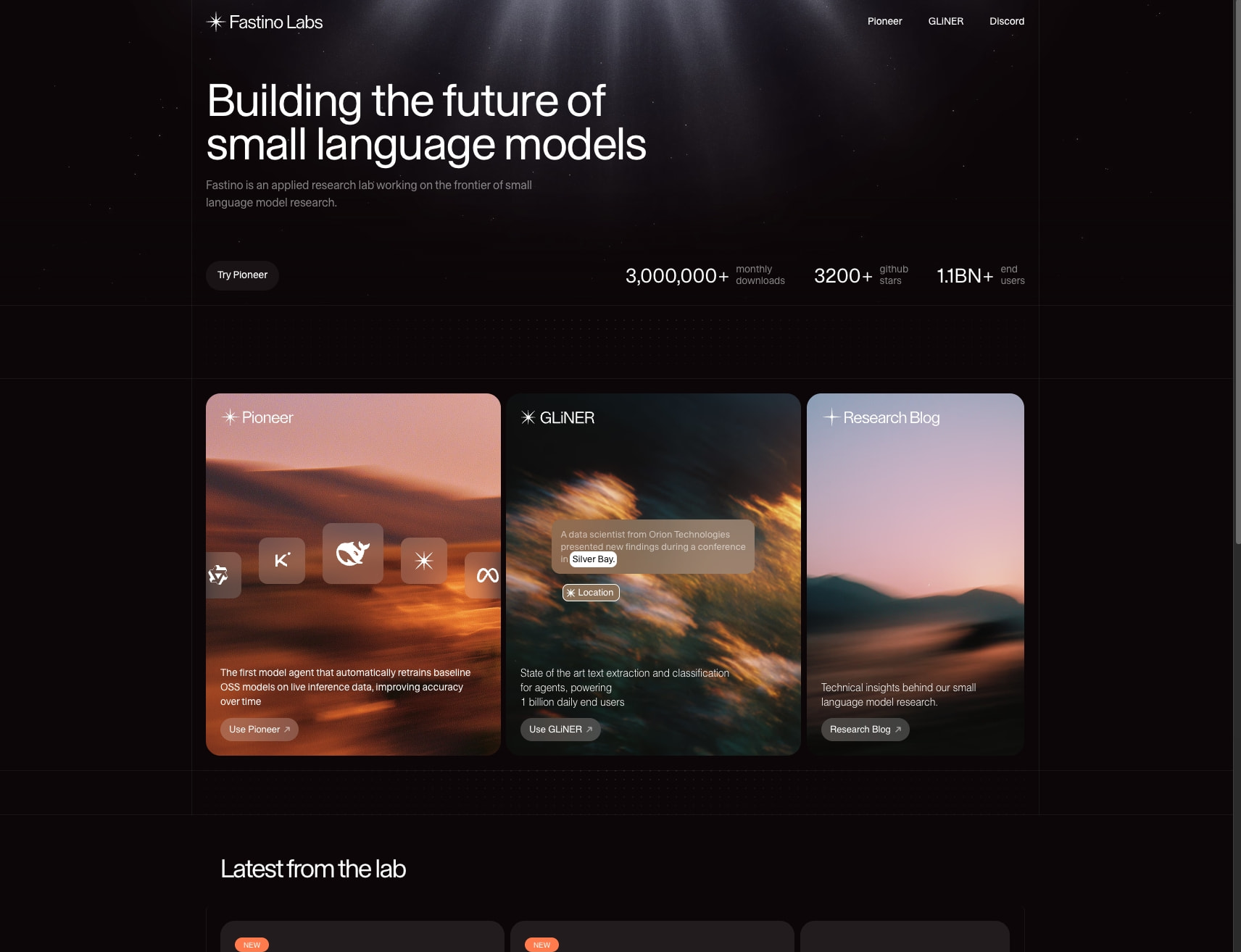 Fastino Labs captured website design