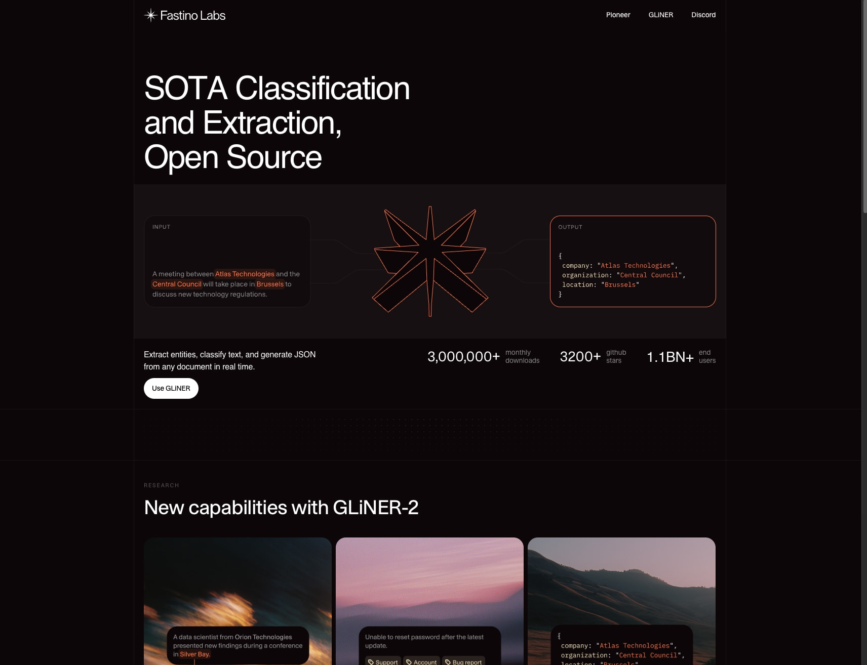 Fastino Labs captured website design