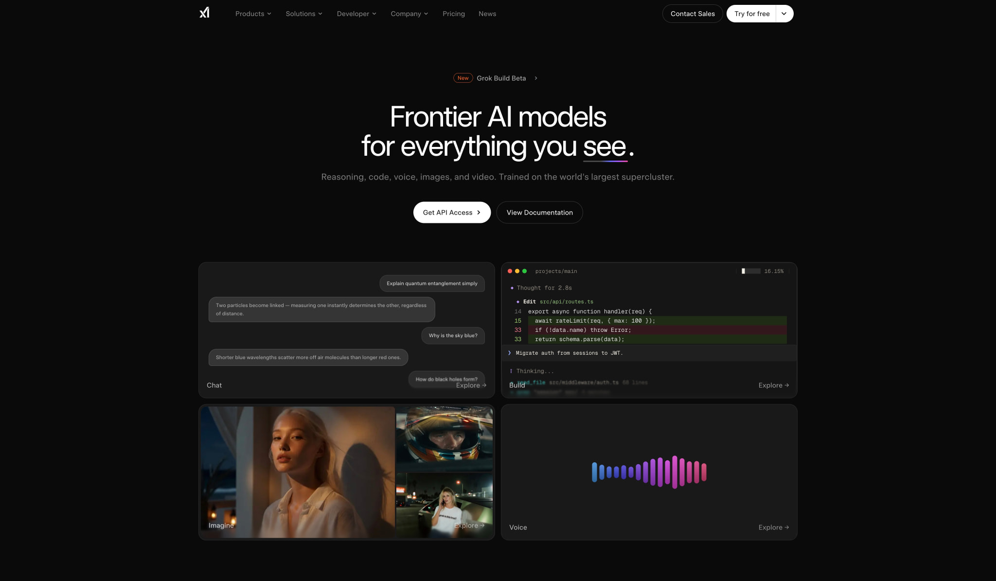 xAI captured website design