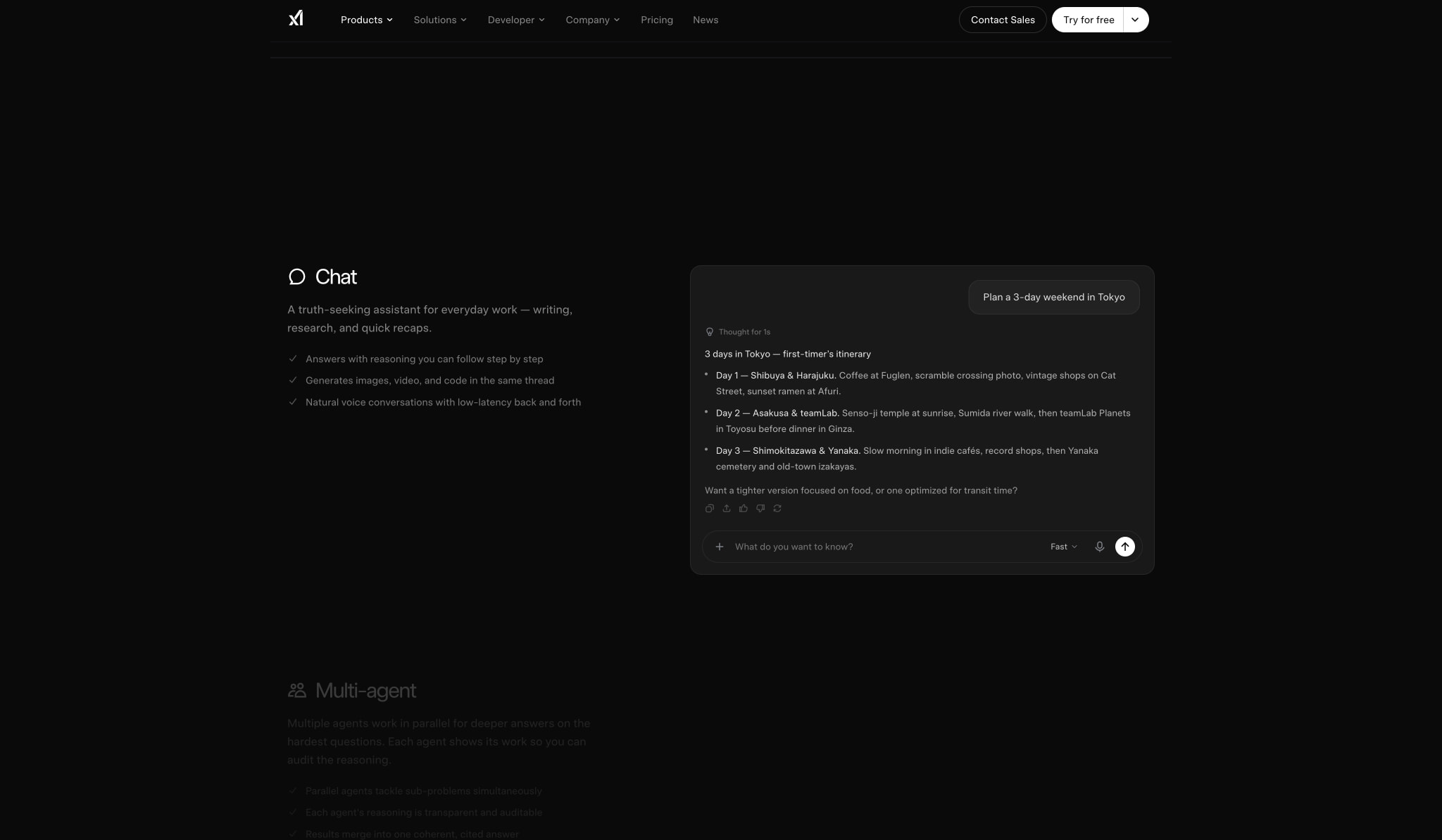Grok — Truth-seeking AI Chatbot with Voice & Image Generation | xAI captured website design