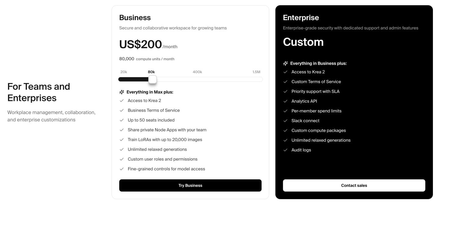 Krea: AI Creative Suite for Images, Video & 3D captured website design