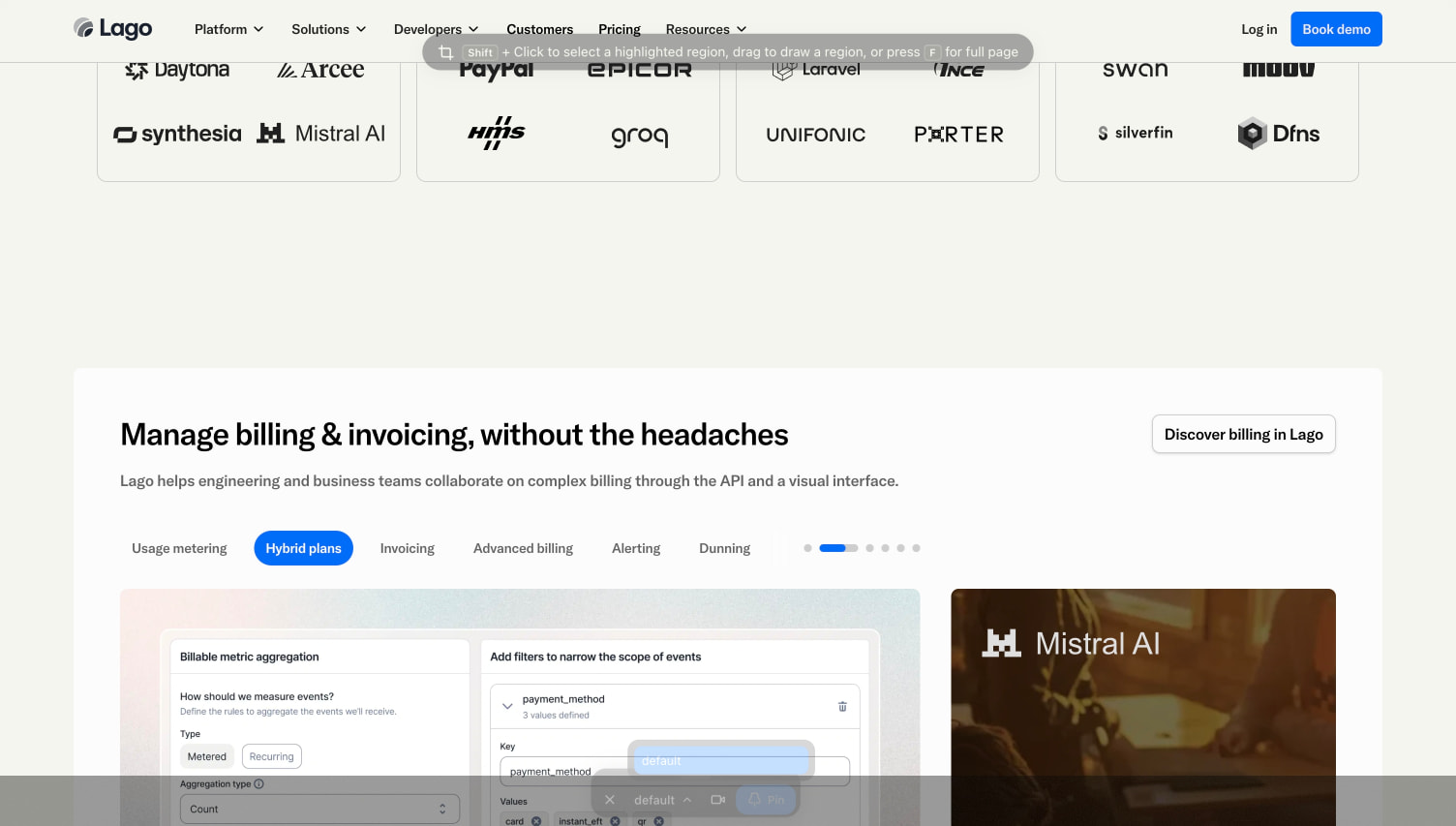 Lago | Open-Source Billing Infrastructure captured website design