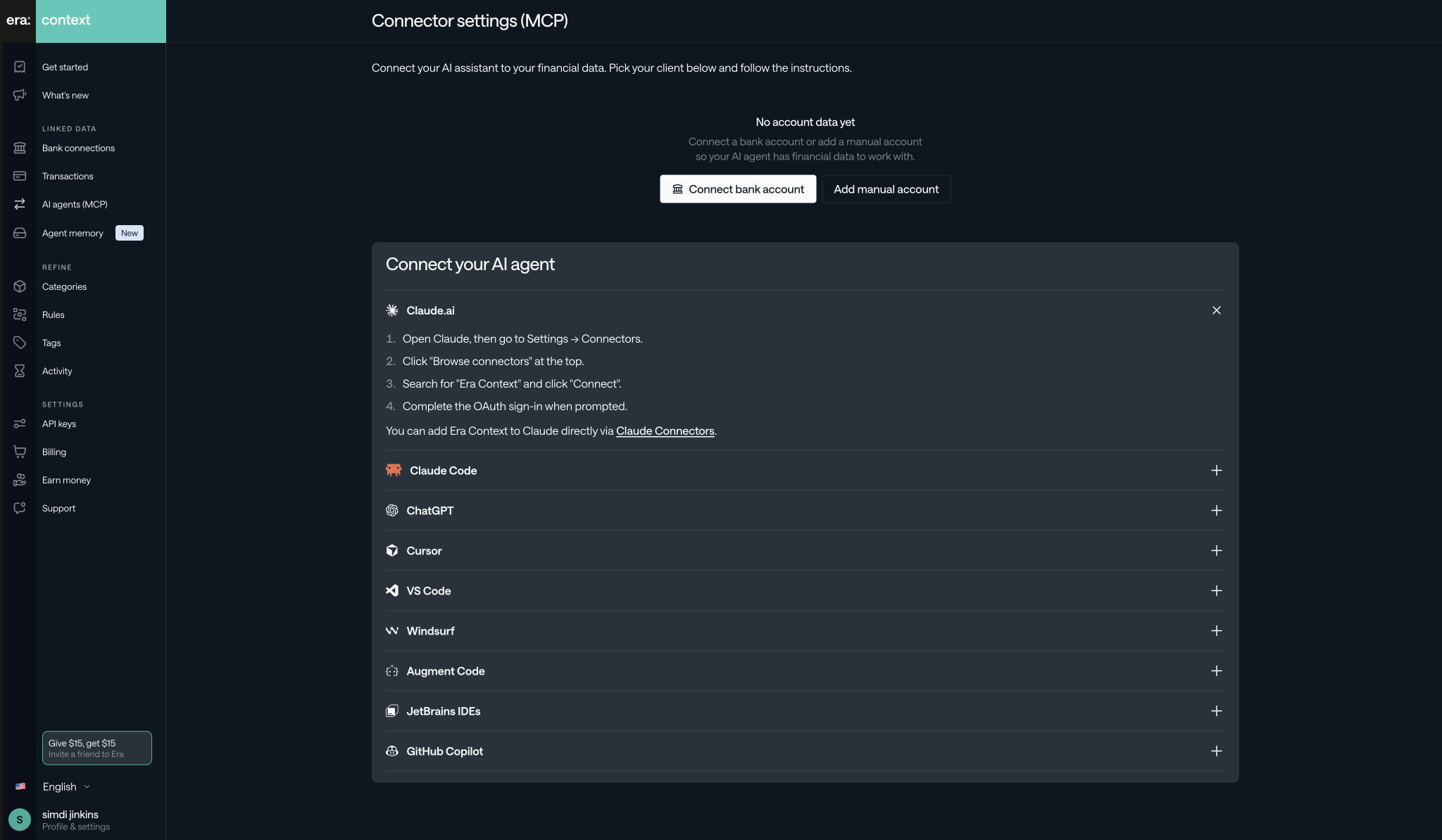 MCP setup — Era captured website design