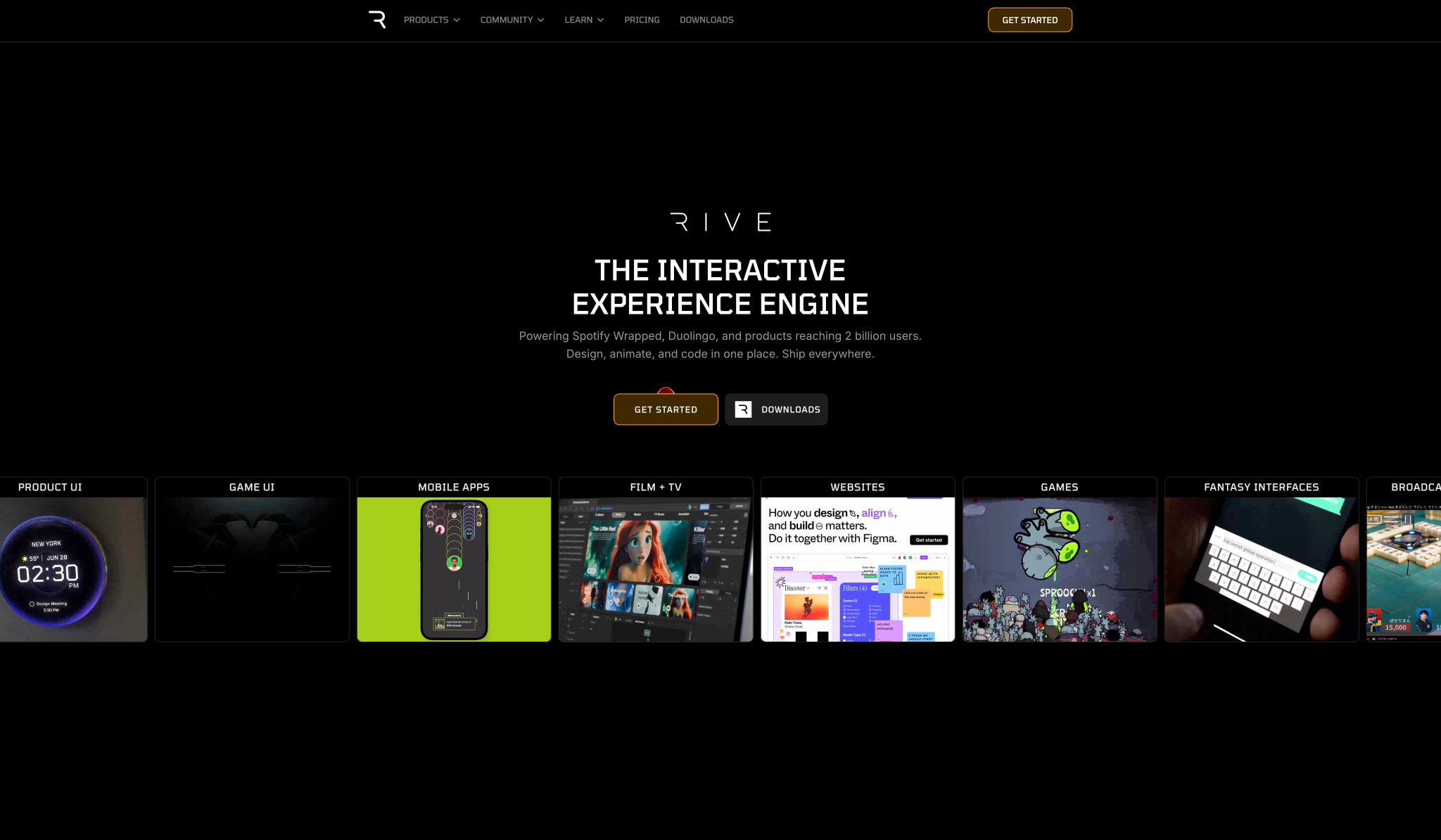 Rive — the interactive experience engine captured website design