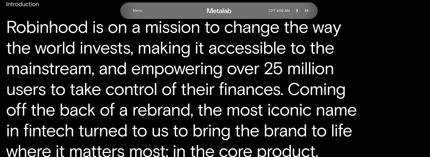 Robinhood | Product design case study captured website design
