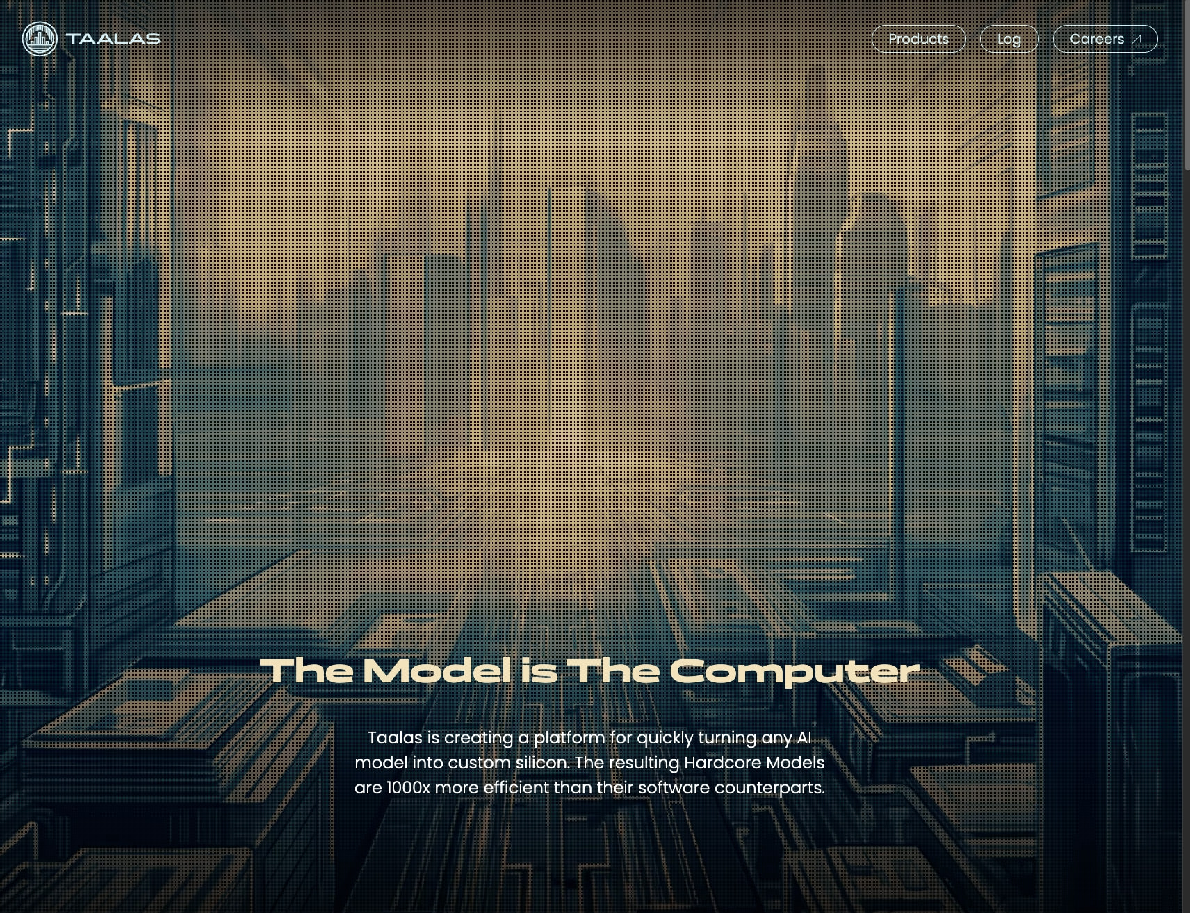 Taalas | The model is The Computer captured website design