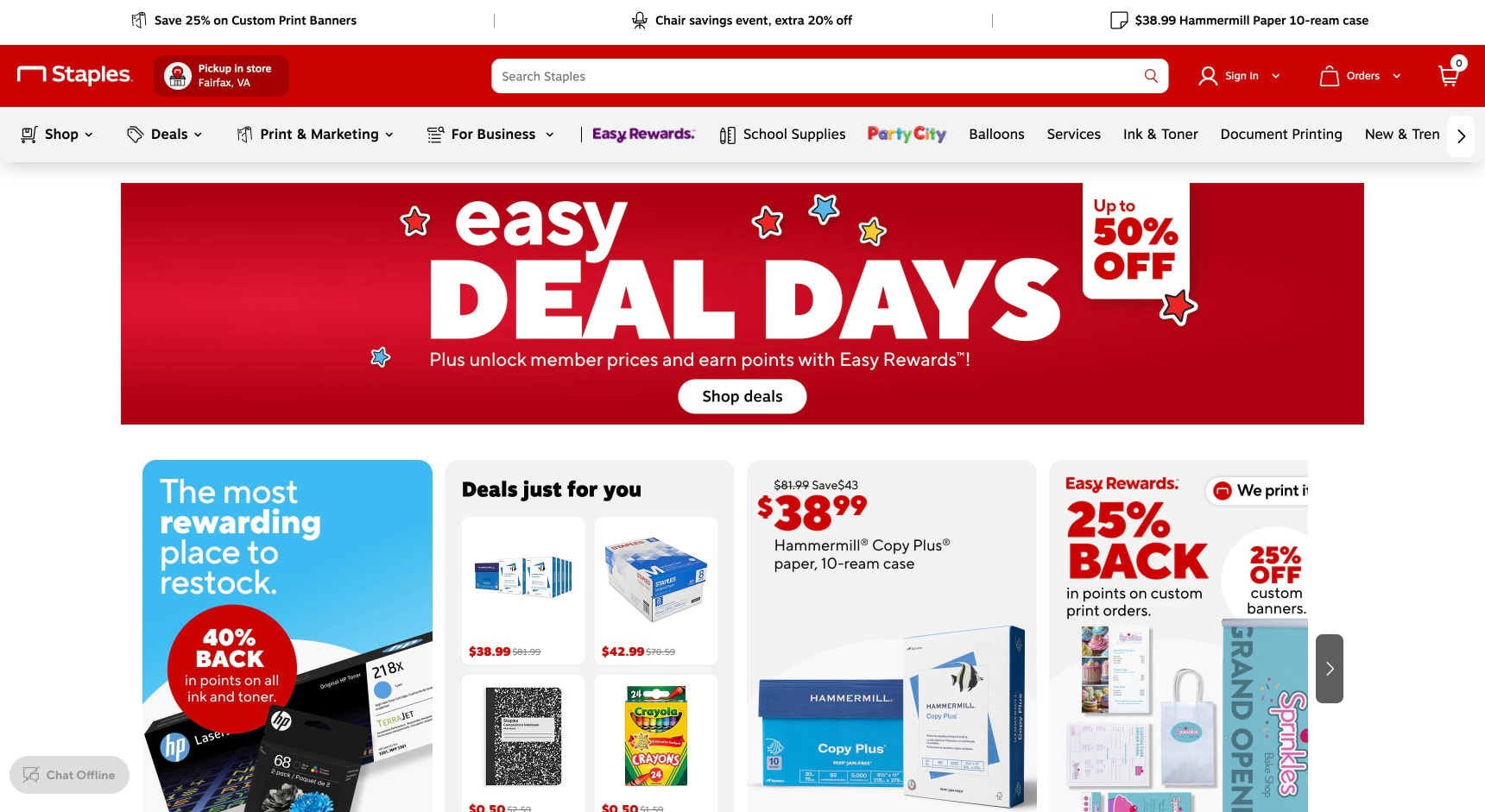 Staples® Official Online Store captured website design