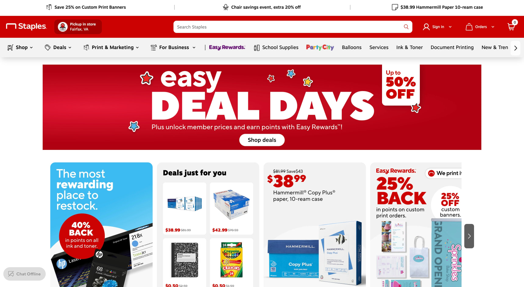 Staples® Official Online Store captured website design