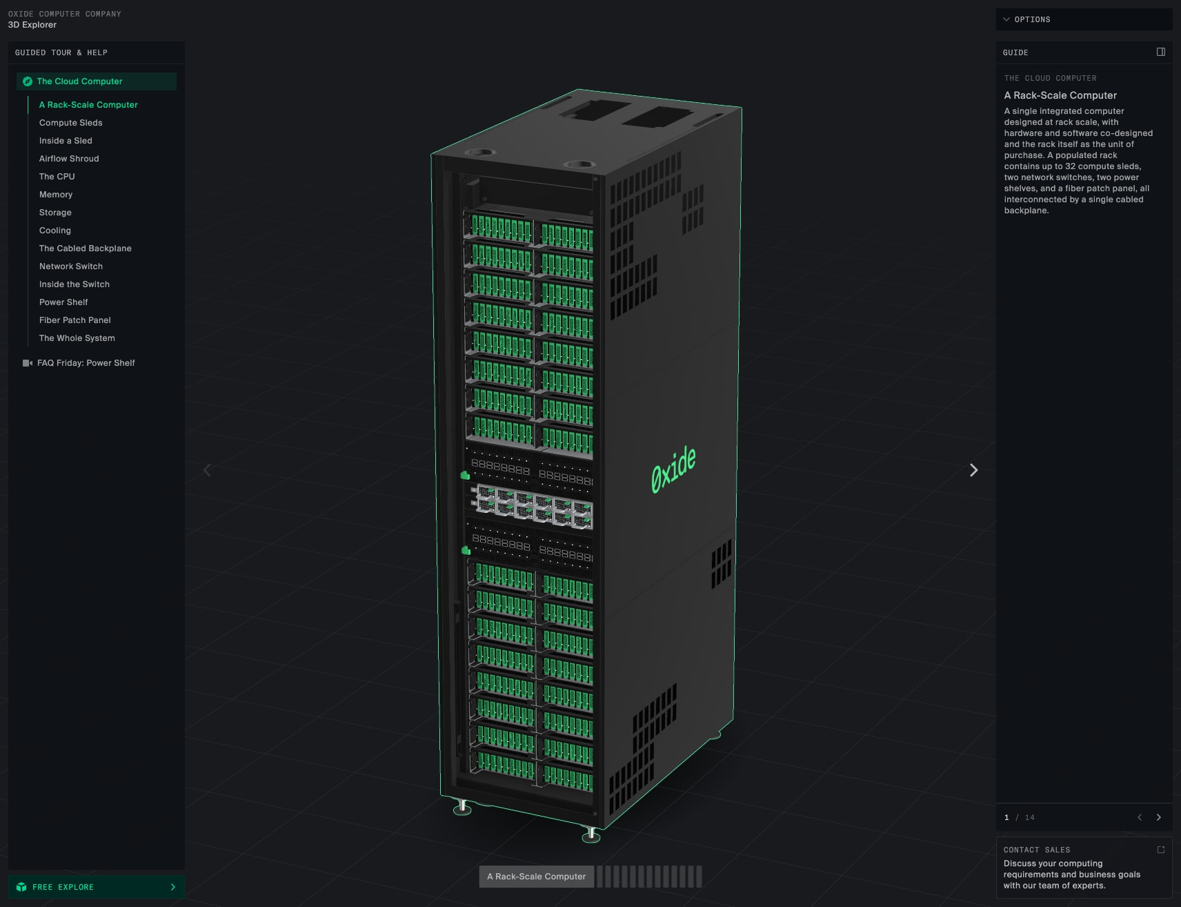 Oxide 3D Explorer captured website design