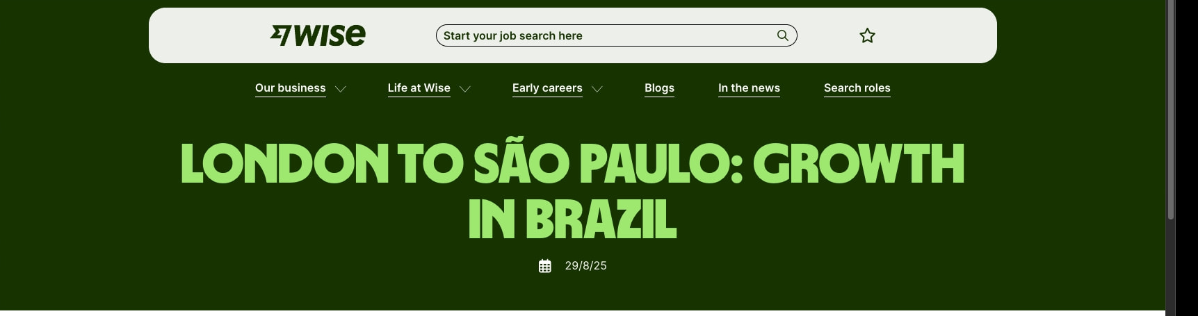 London to São Paulo: Growth in Brazil | Wise Blog captured website design