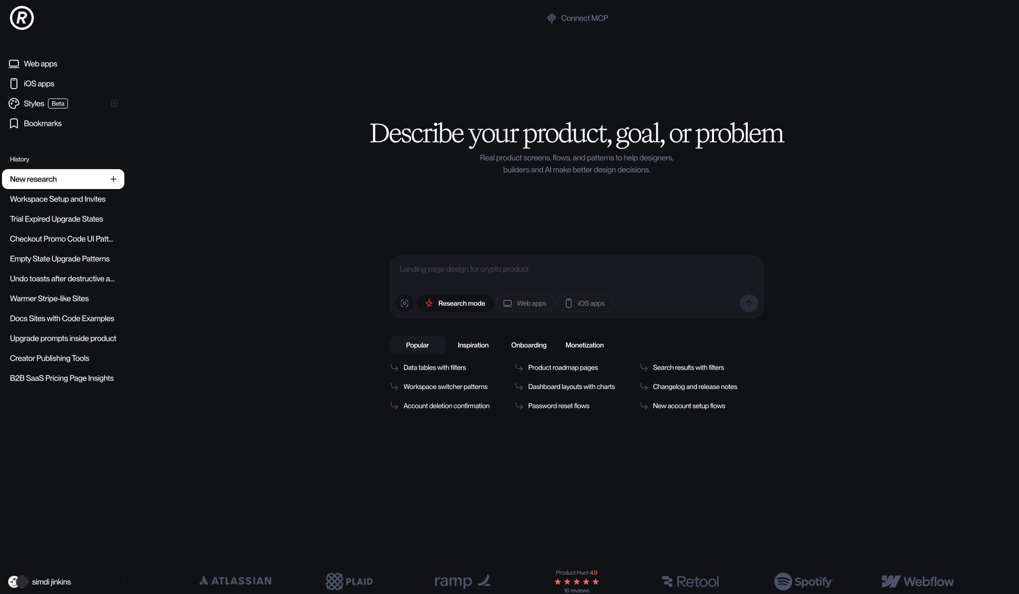 Refero — UI/UX Design Inspiration for Your Next Project captured website design