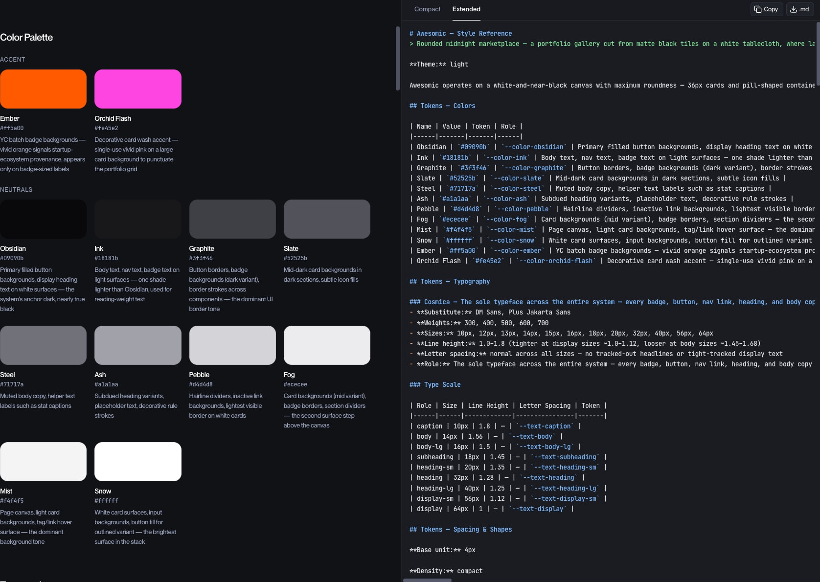 Awesomic design system | Refero Styles captured website design