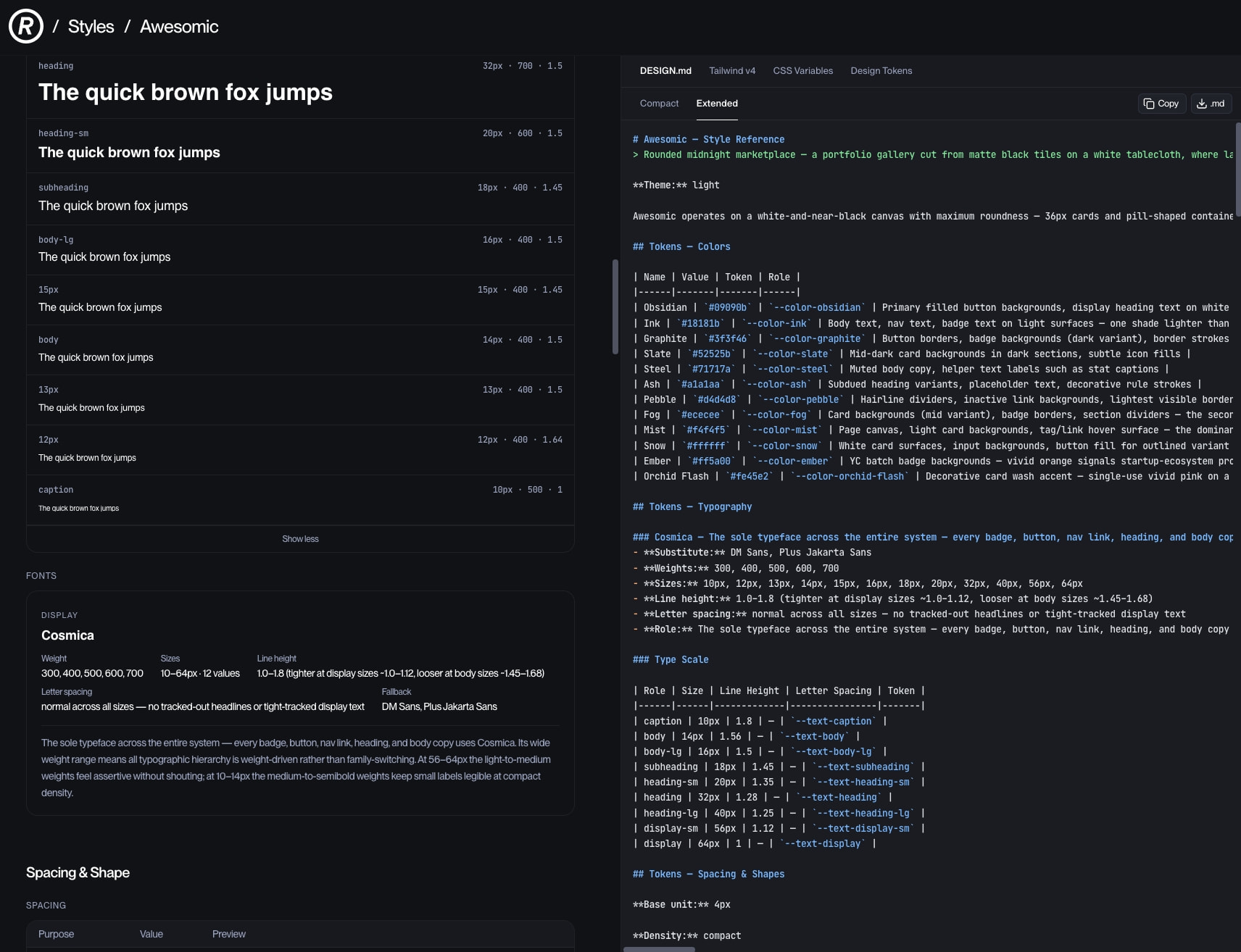Awesomic design system | Refero Styles captured website design