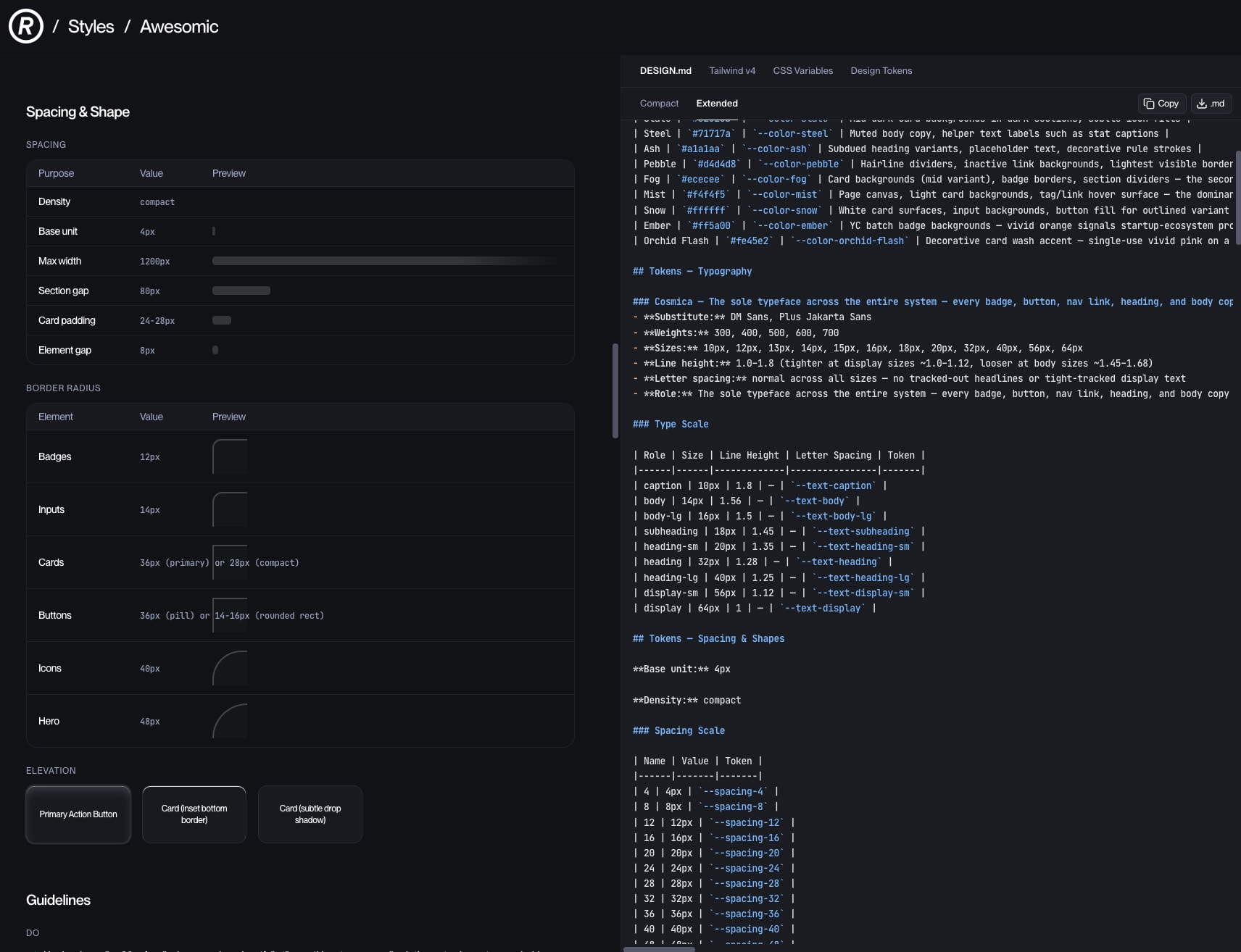 Awesomic design system | Refero Styles captured website design