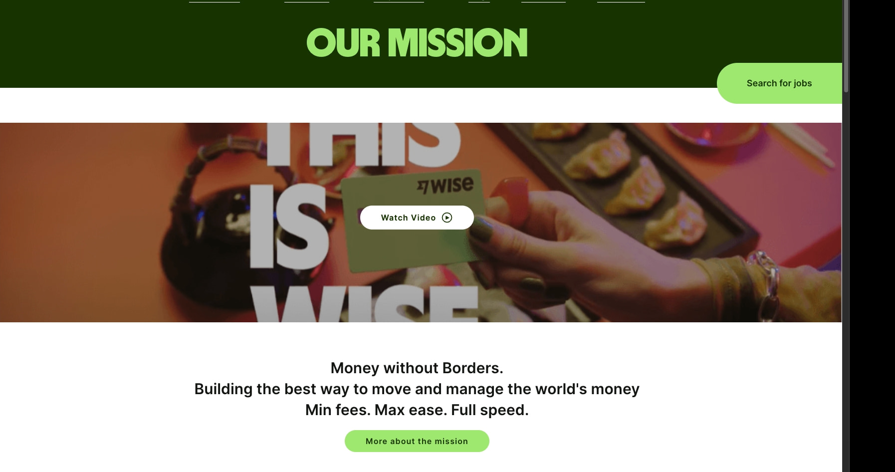 Our mission | Wise captured website design