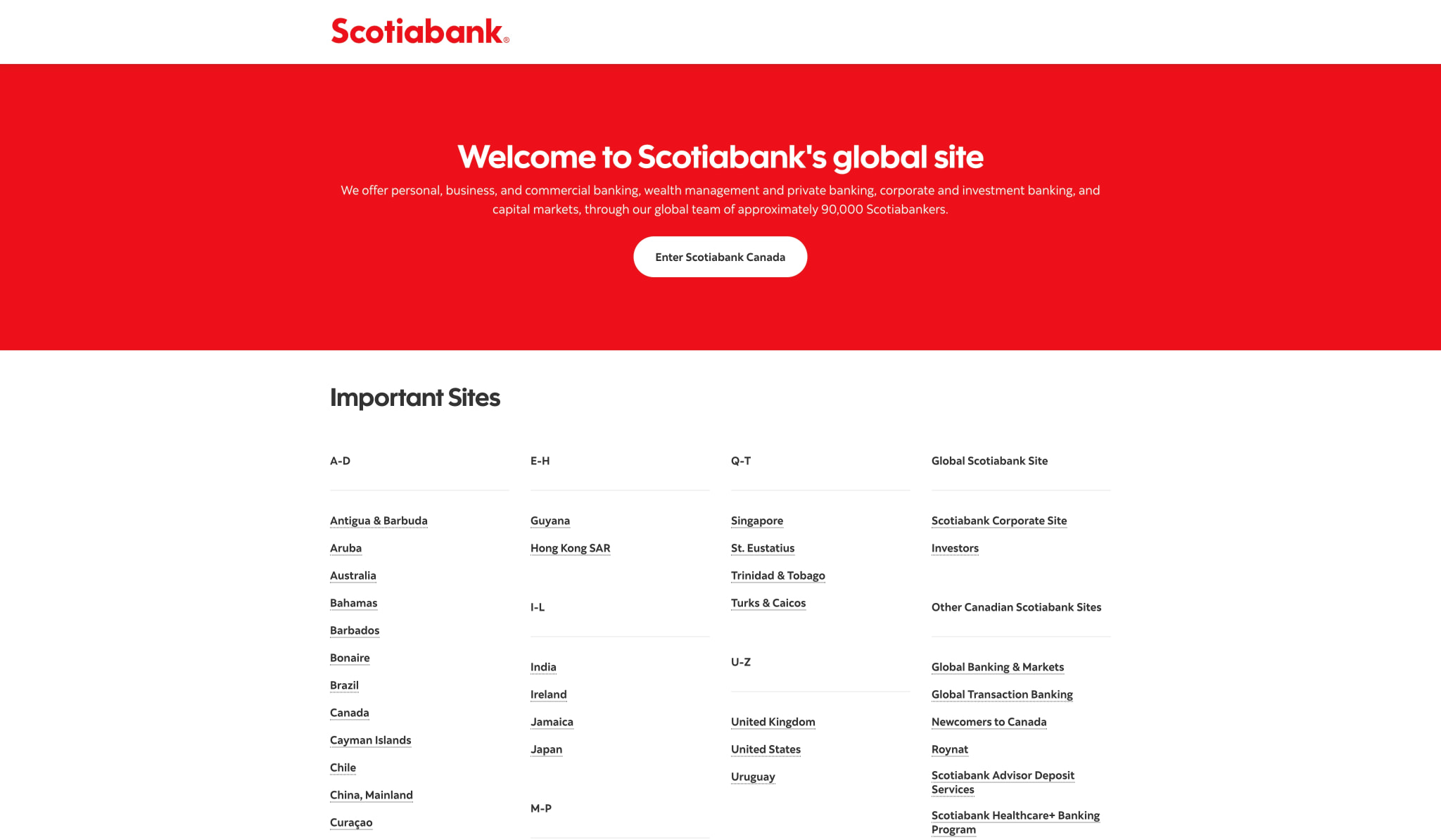 Scotiabank Global Site captured website design