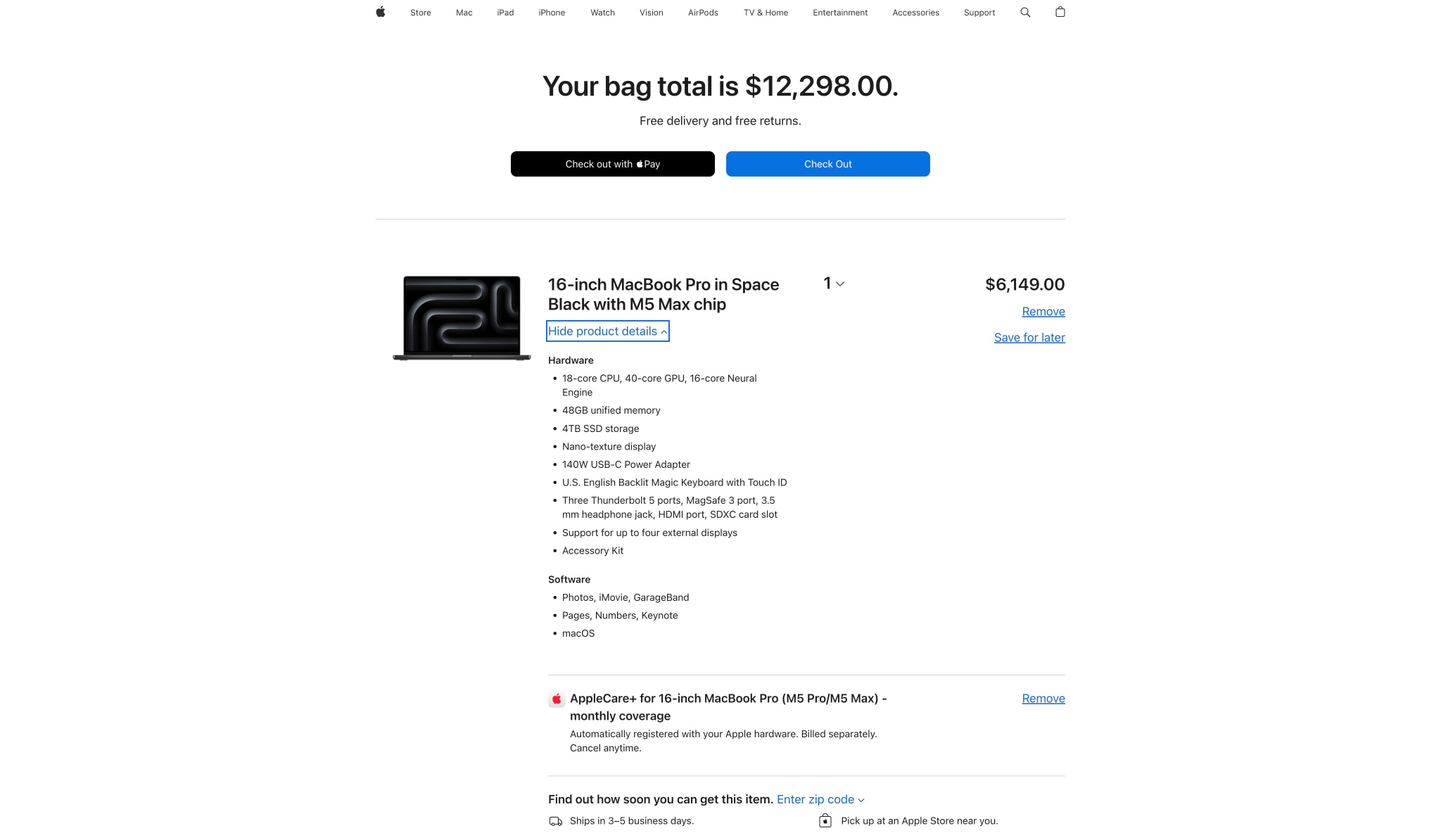 Bag - Apple captured website design