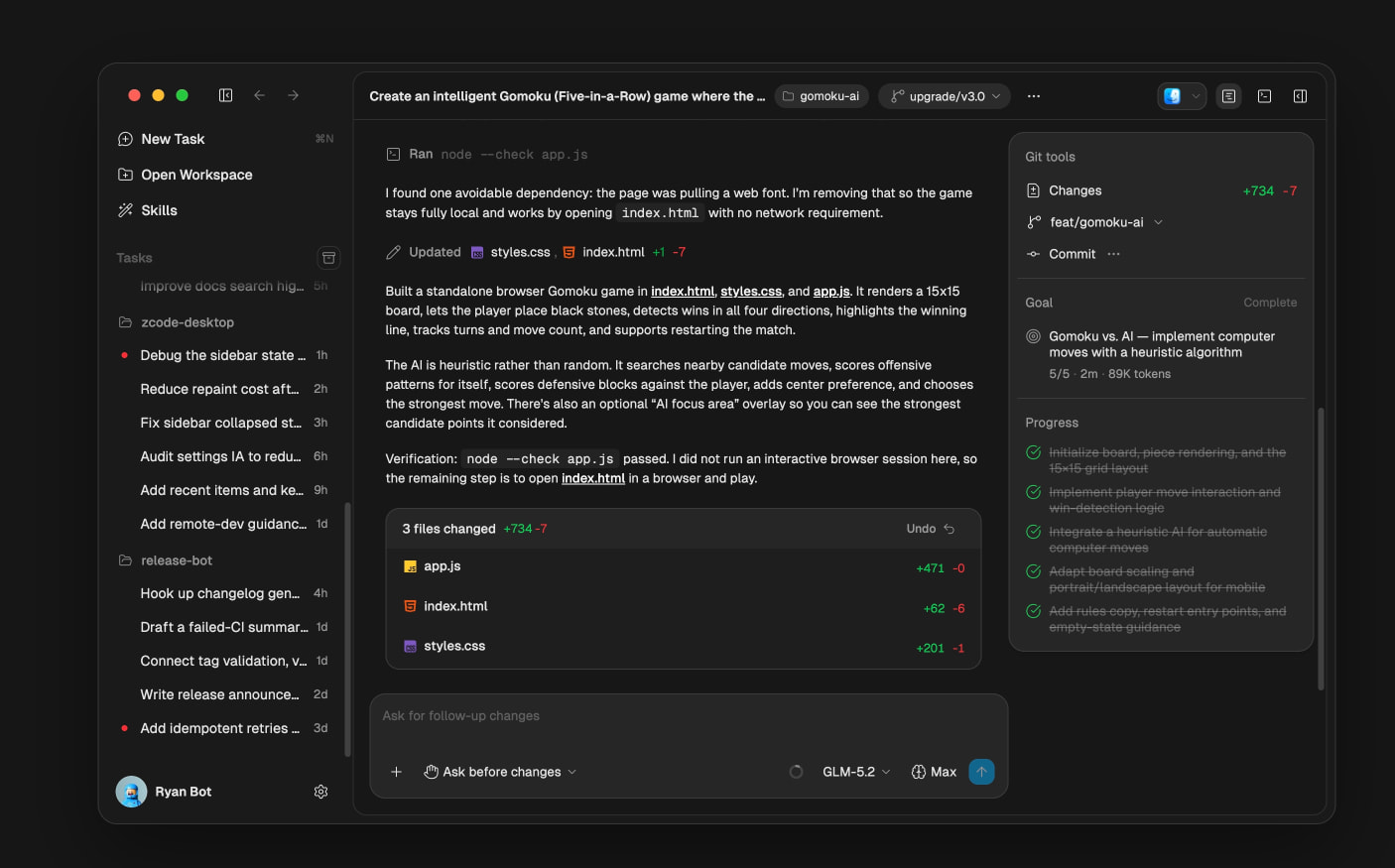 ZCode - Simple, Fast, Vibe‑Ready | Official Harness for GLM-5.2 captured website design