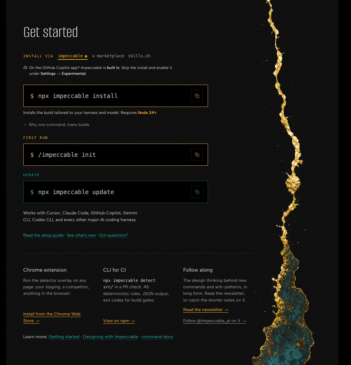 Impeccable: The missing upgrade to Anthropic's impeccable skill captured website design