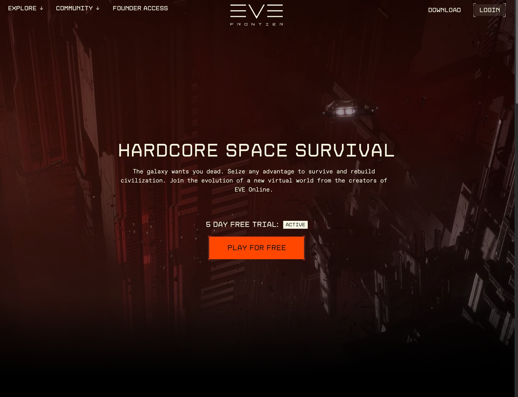 EVE Frontier captured website design