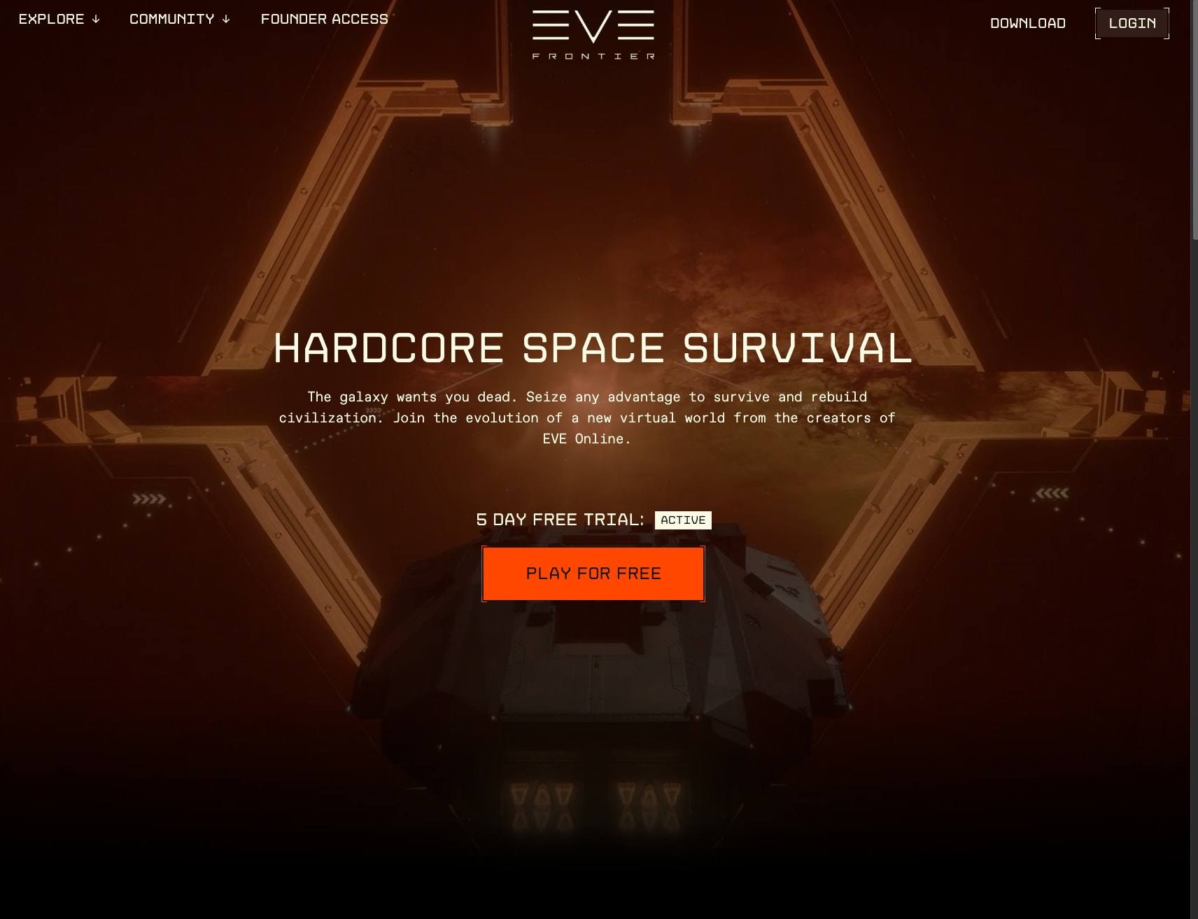 EVE Frontier captured website design