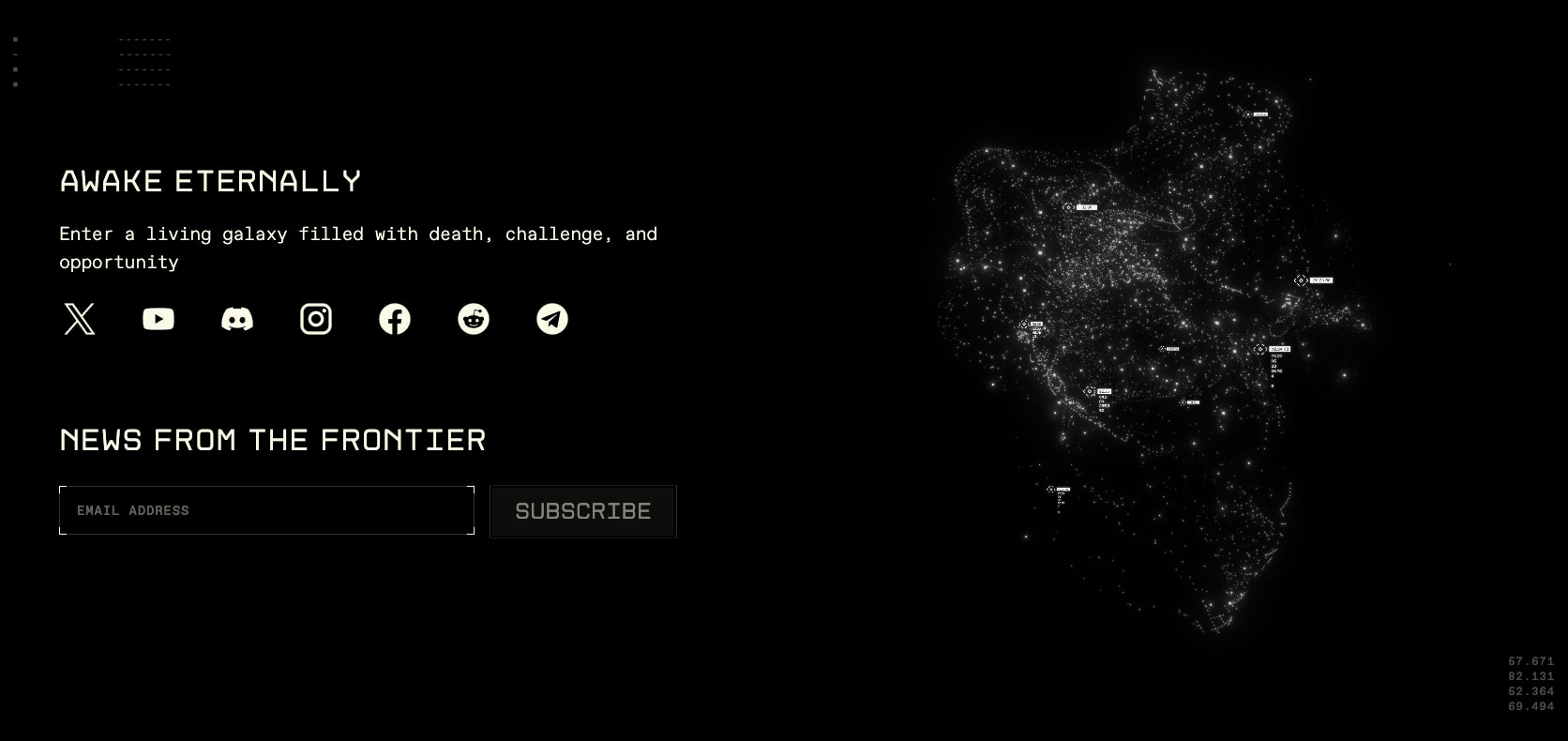EVE Frontier captured website design