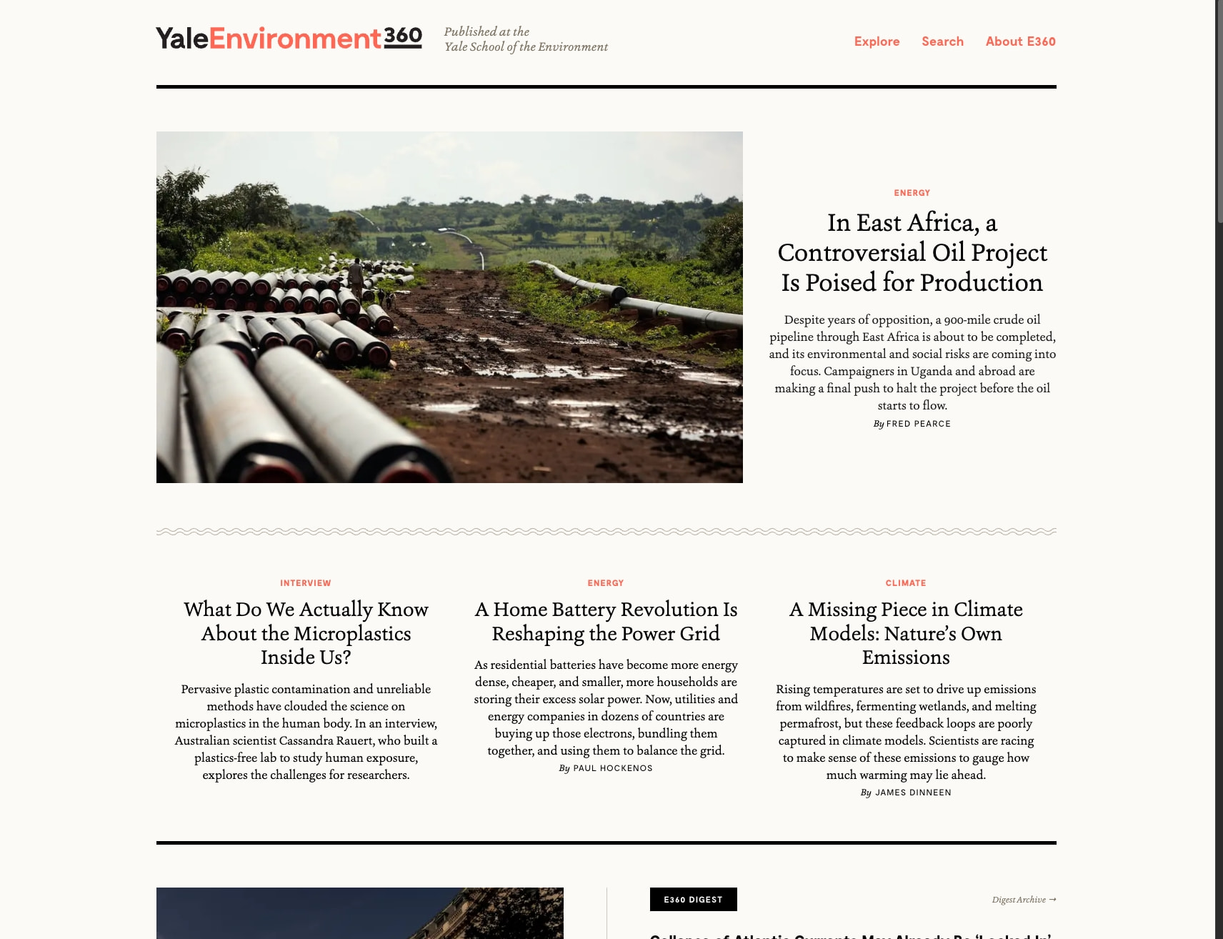 Yale E360 captured website design