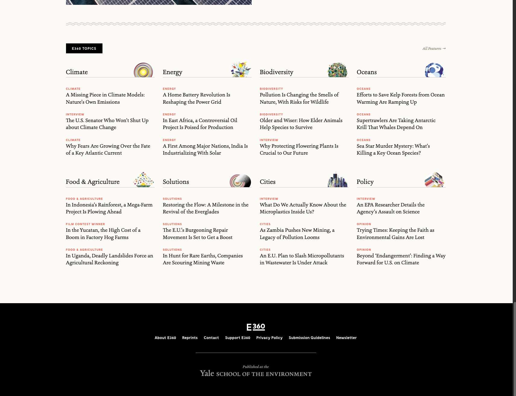 Yale E360 captured website design