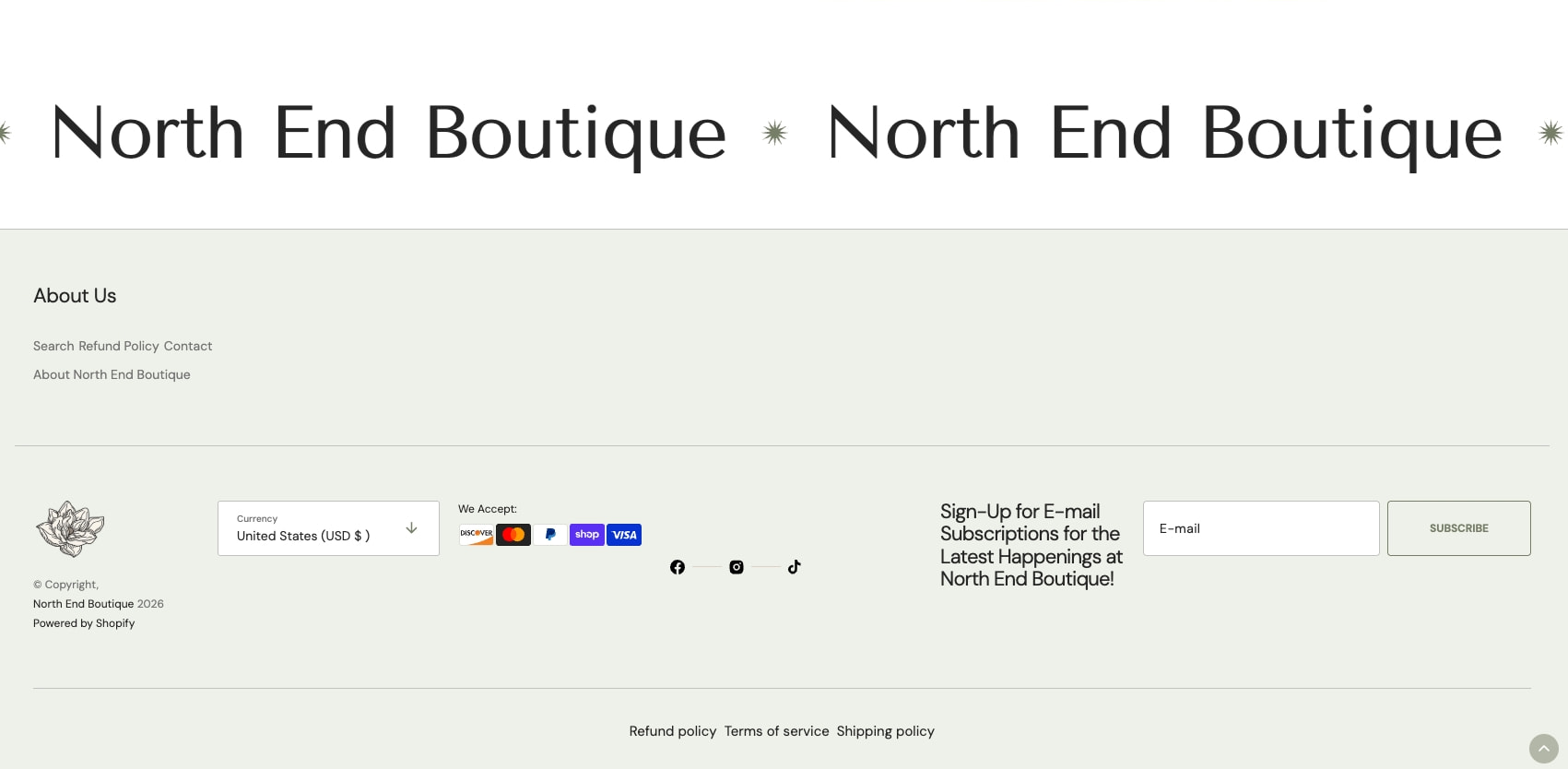 North End Boutique - Women's Clothing & Accessories Boutique captured website design