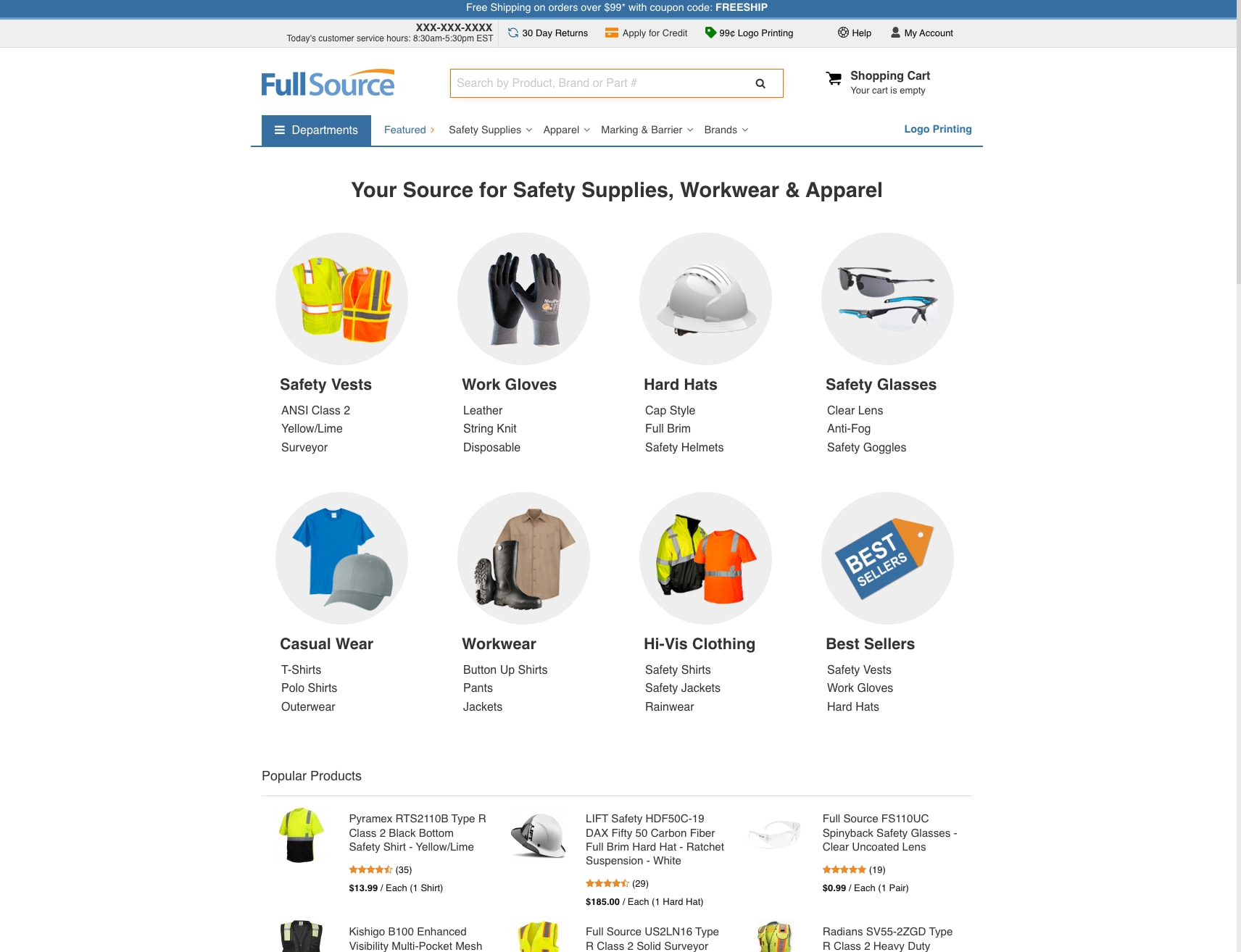 Full Source® | Safety Supplies, Workwear & Apparel captured website design