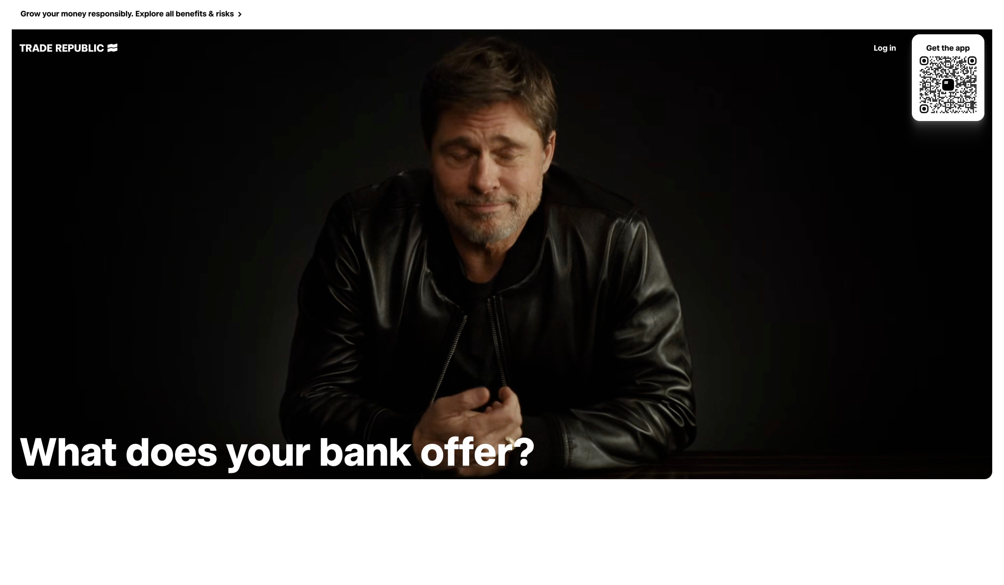 Trade Republic. Invest, spend and bank. captured website design