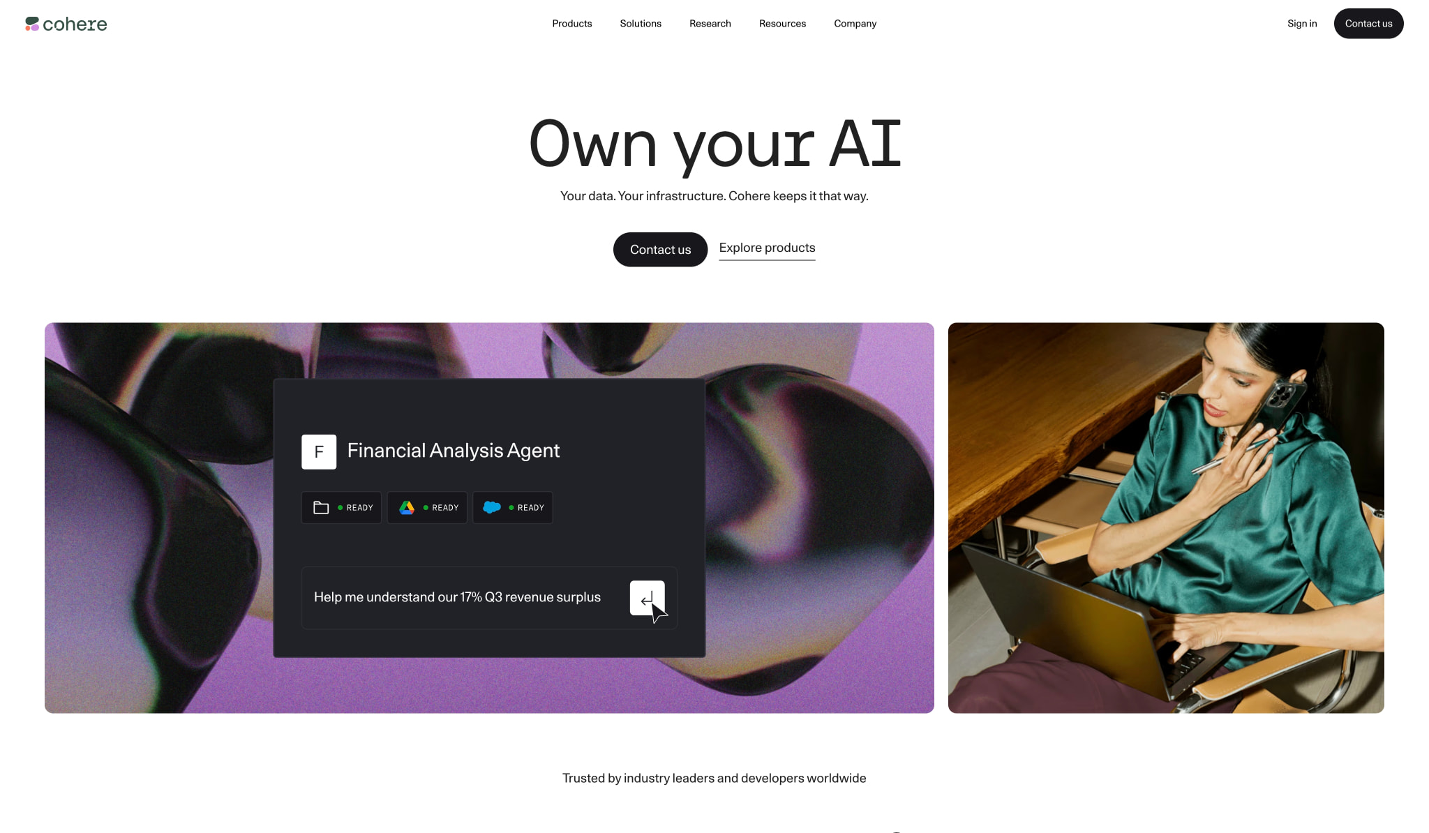 Enterprise AI: Private, Secure, Customizable | Cohere captured website design