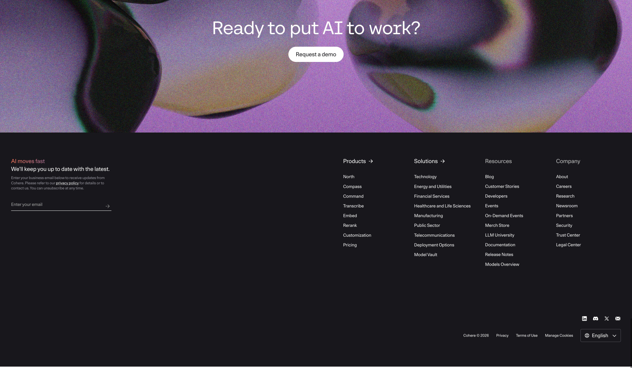 Enterprise AI: Private, Secure, Customizable | Cohere captured website design