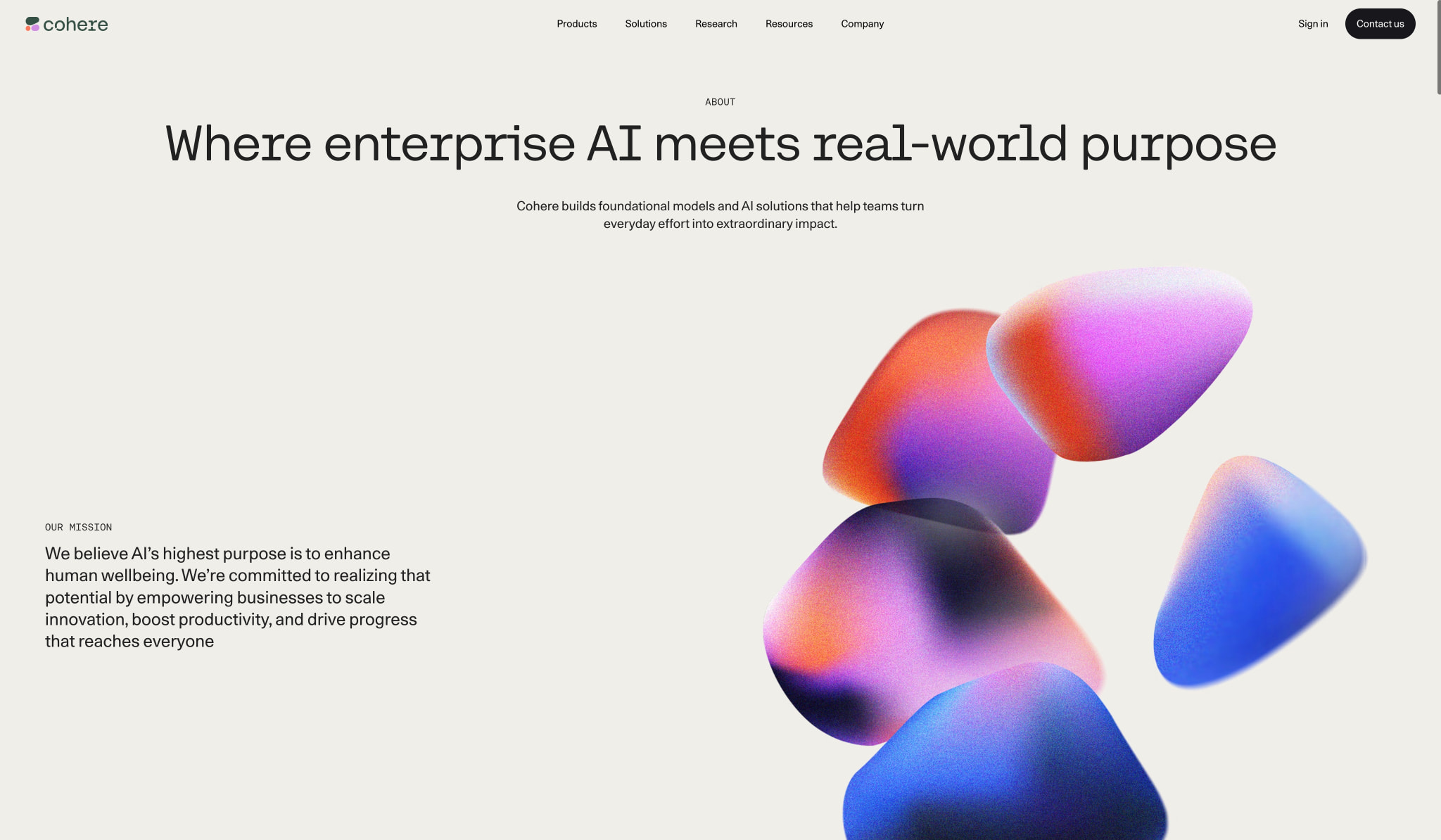 About Our Company | Cohere captured website design
