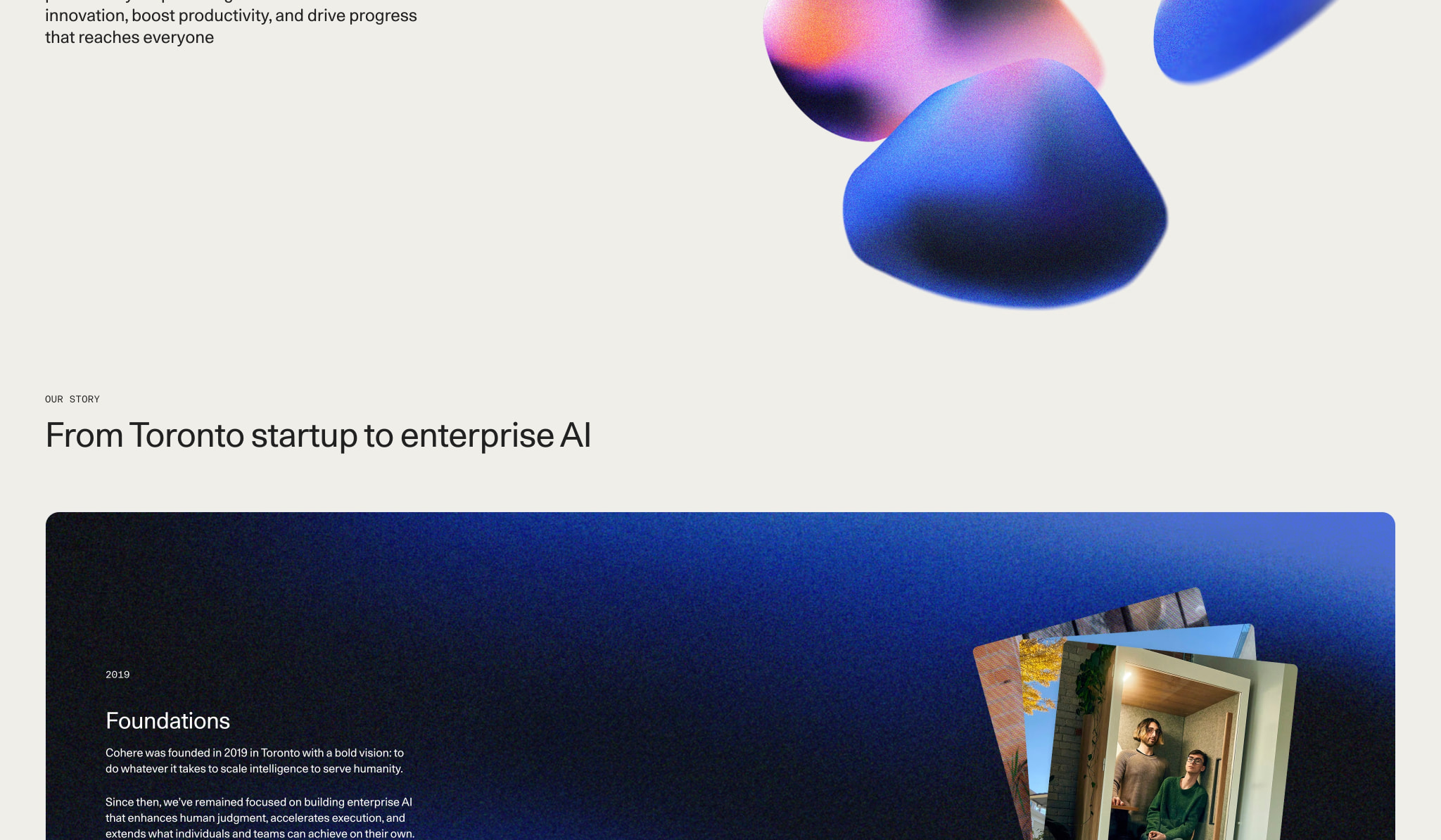 About Our Company | Cohere captured website design