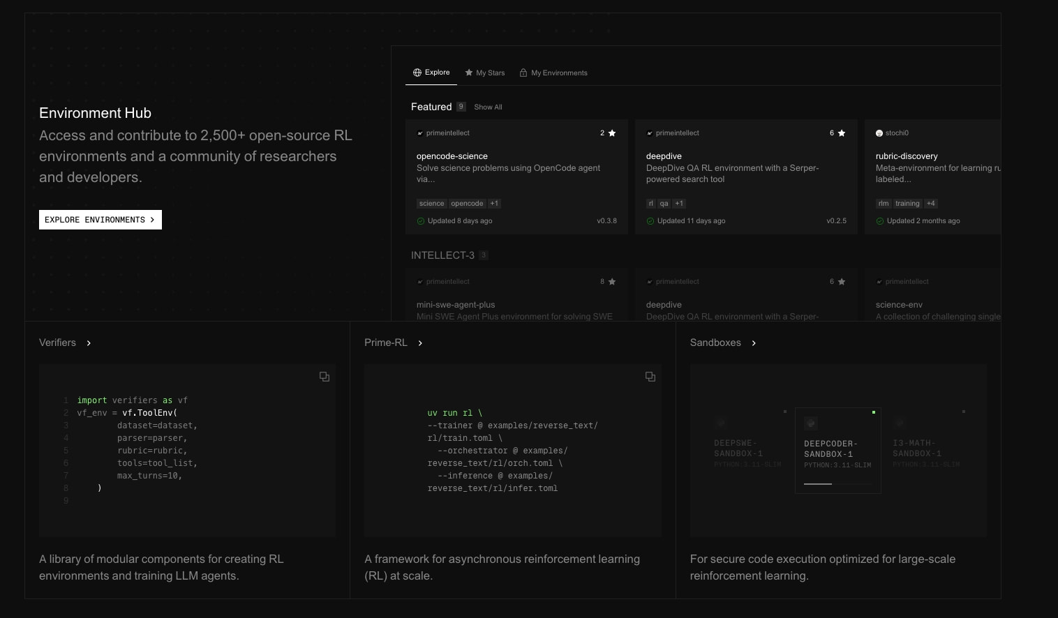 Prime Intellect - The Open Superintelligence Stack captured website design